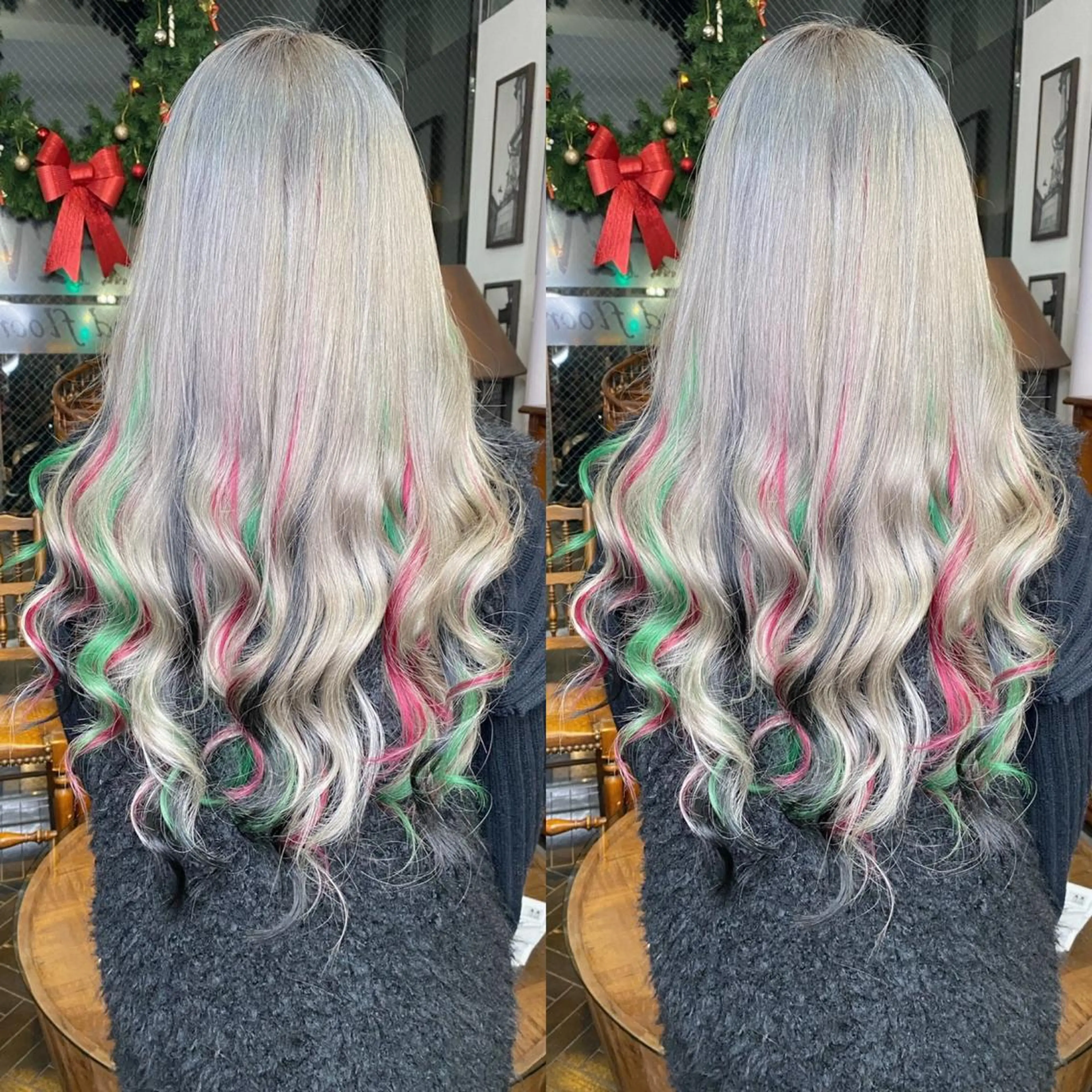 ロング カラー モモカ/ハイトーン /バレイヤージュのヘアスタイル