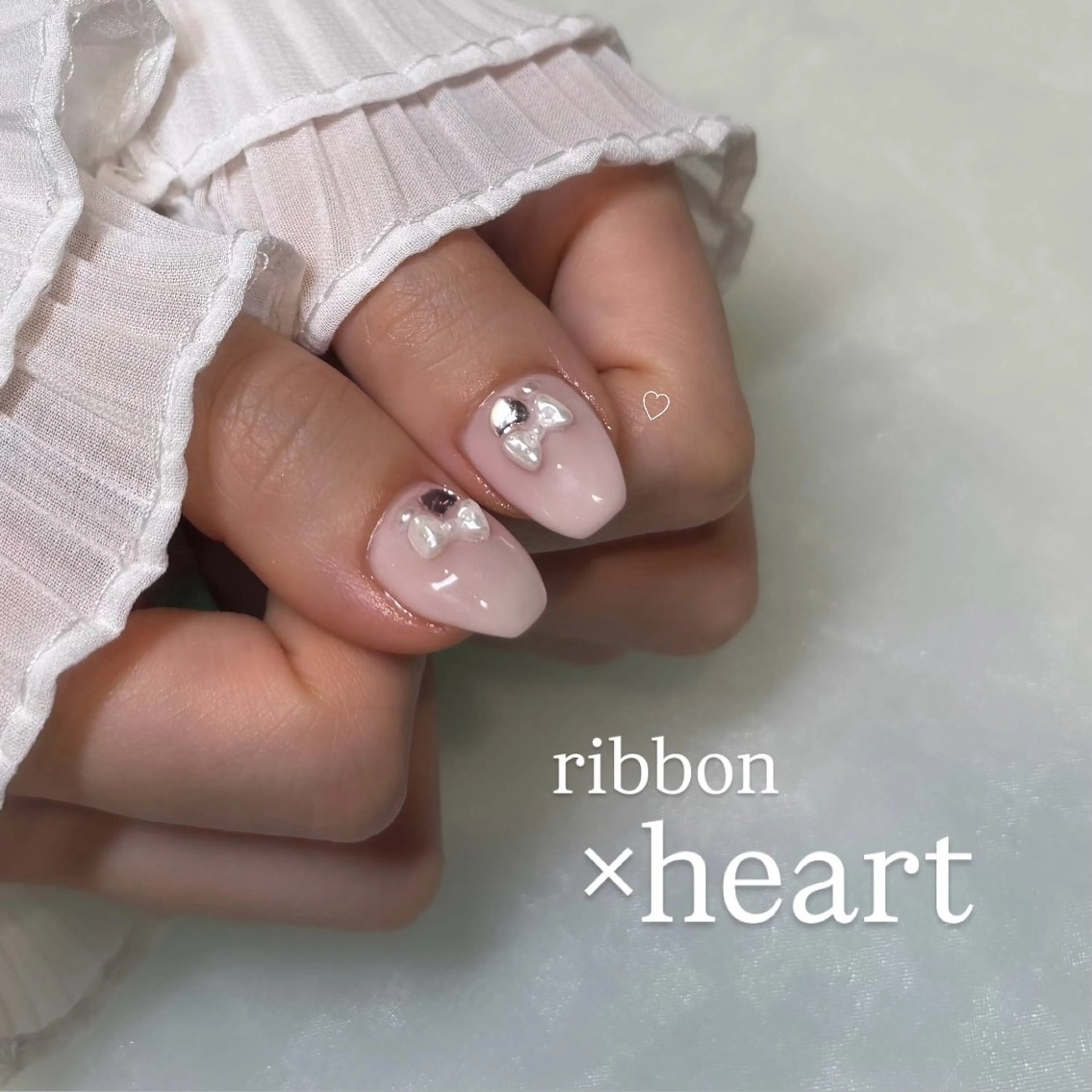 ネイル アートネイル ハート ピンク リボン ハンドネイル 🩷Hiyori 🩷のネイルデザイン