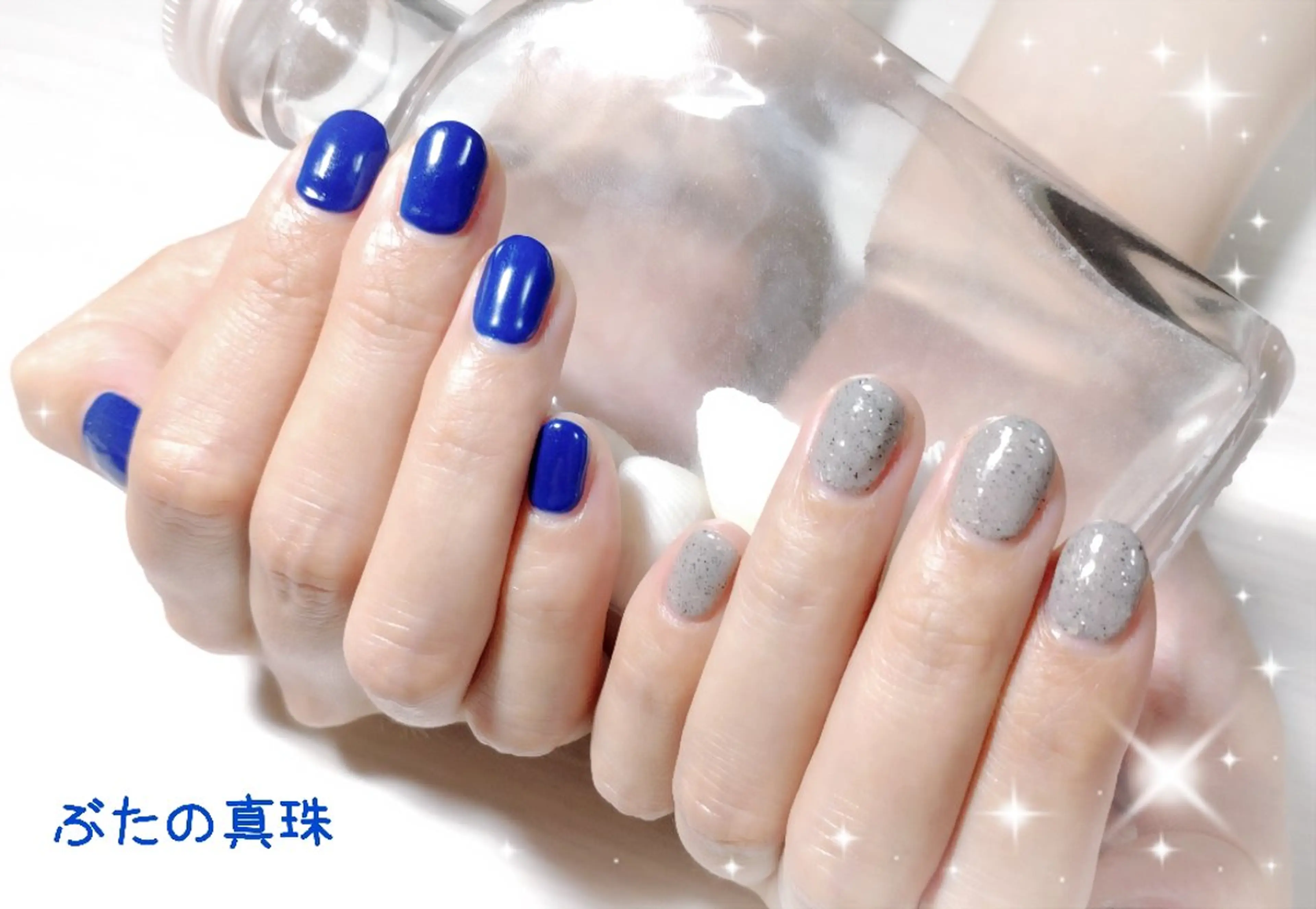 ネイル ブルー ハンドネイル 林 珠里のネイルデザイン