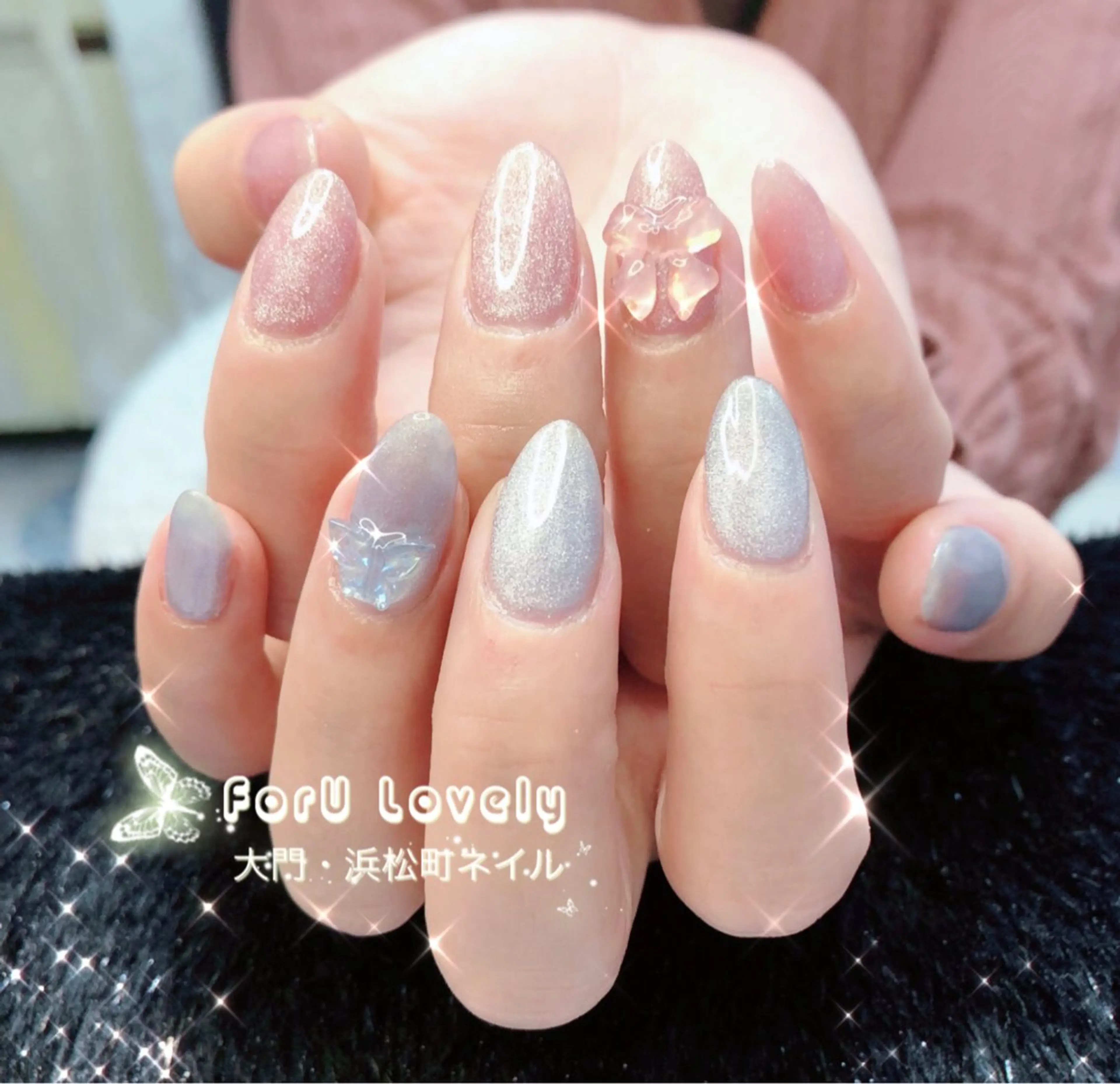 ネイル フットネイル ジェルネイル ハート 韓国ネイル マグネットネイル 大門浜松町 ネイルのネイルデザイン