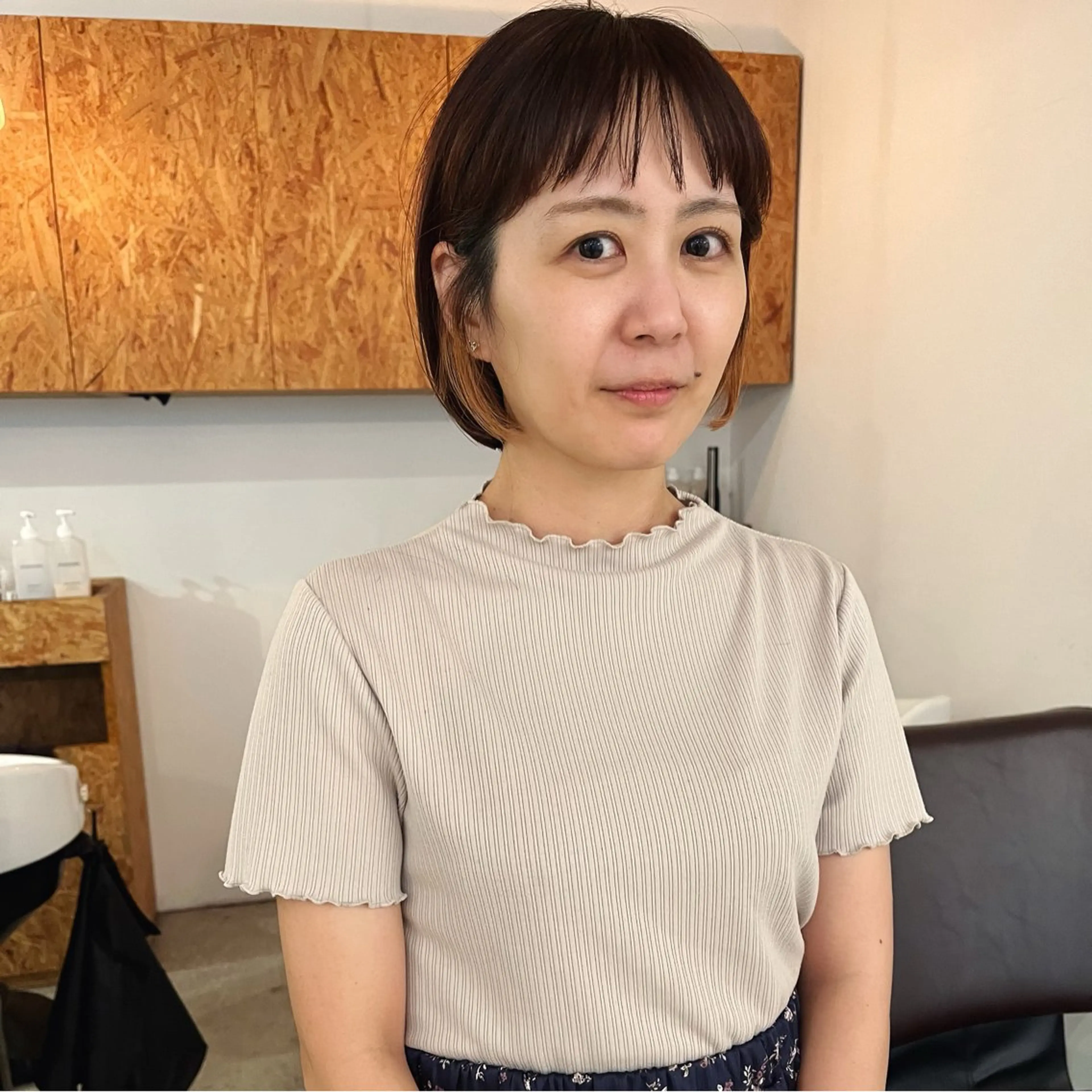 ショート 切りっぱなしボブ ボブ オン眉 シャギー 暖色/パーマ 🌼クニトウメイのヘアスタイル