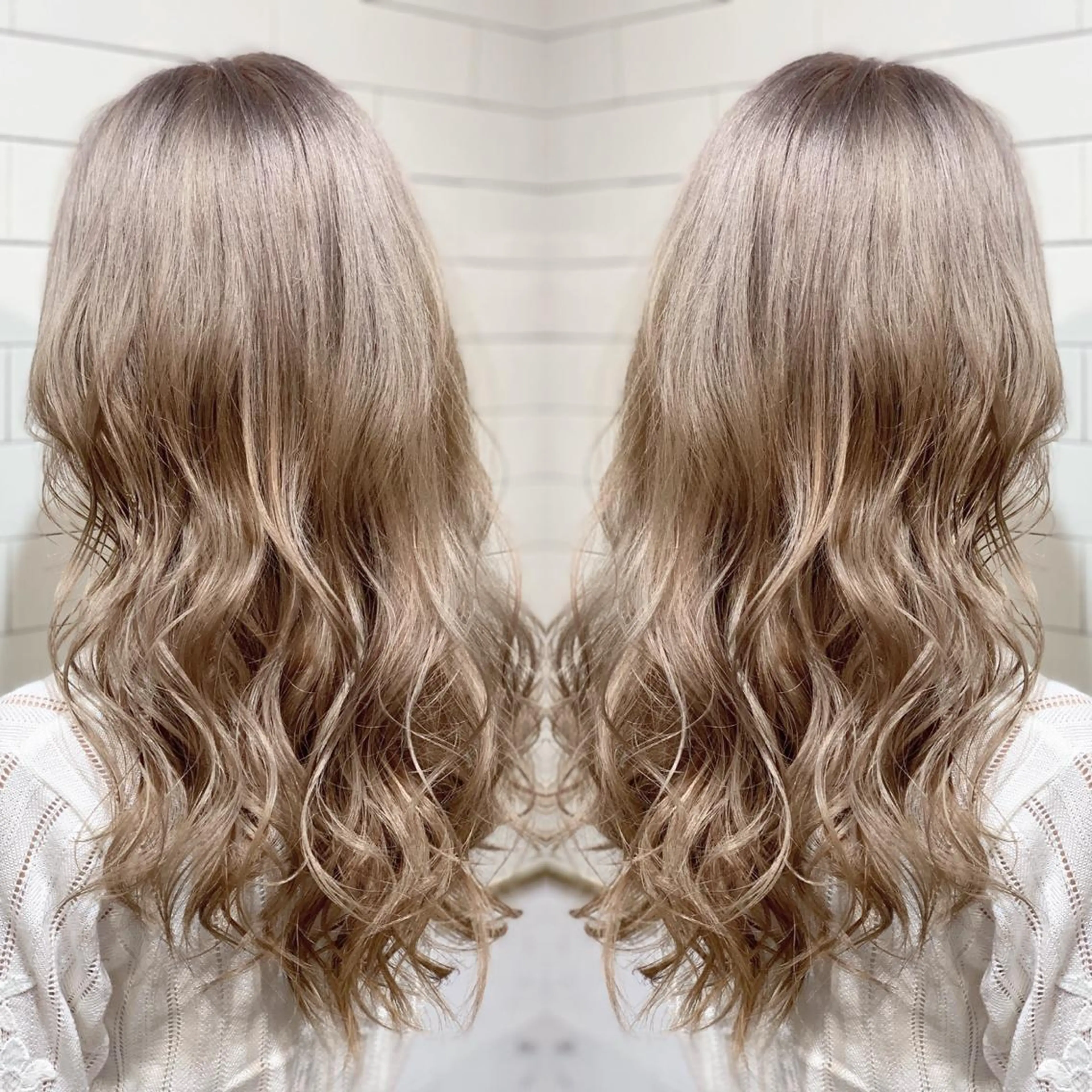 セミロング カラー ヘアアレンジ 髪質改善×ハイトーン 中田啄也のヘアスタイル