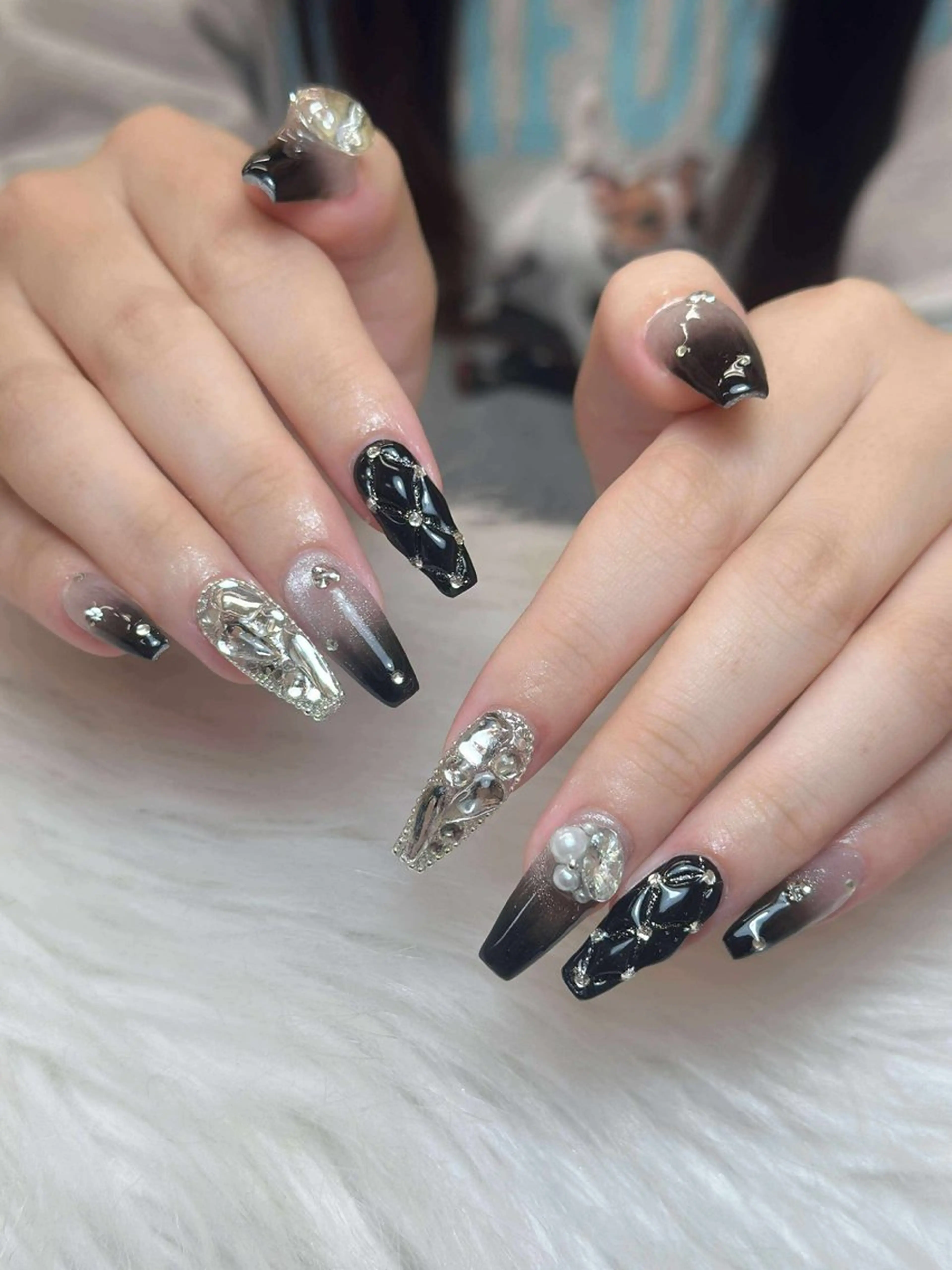 ネイル フレンチネイル ジェルネイル ガーリー 韓国ネイル ロングネイル ハンドネイル NieNail Nezukoのネイルデザイン