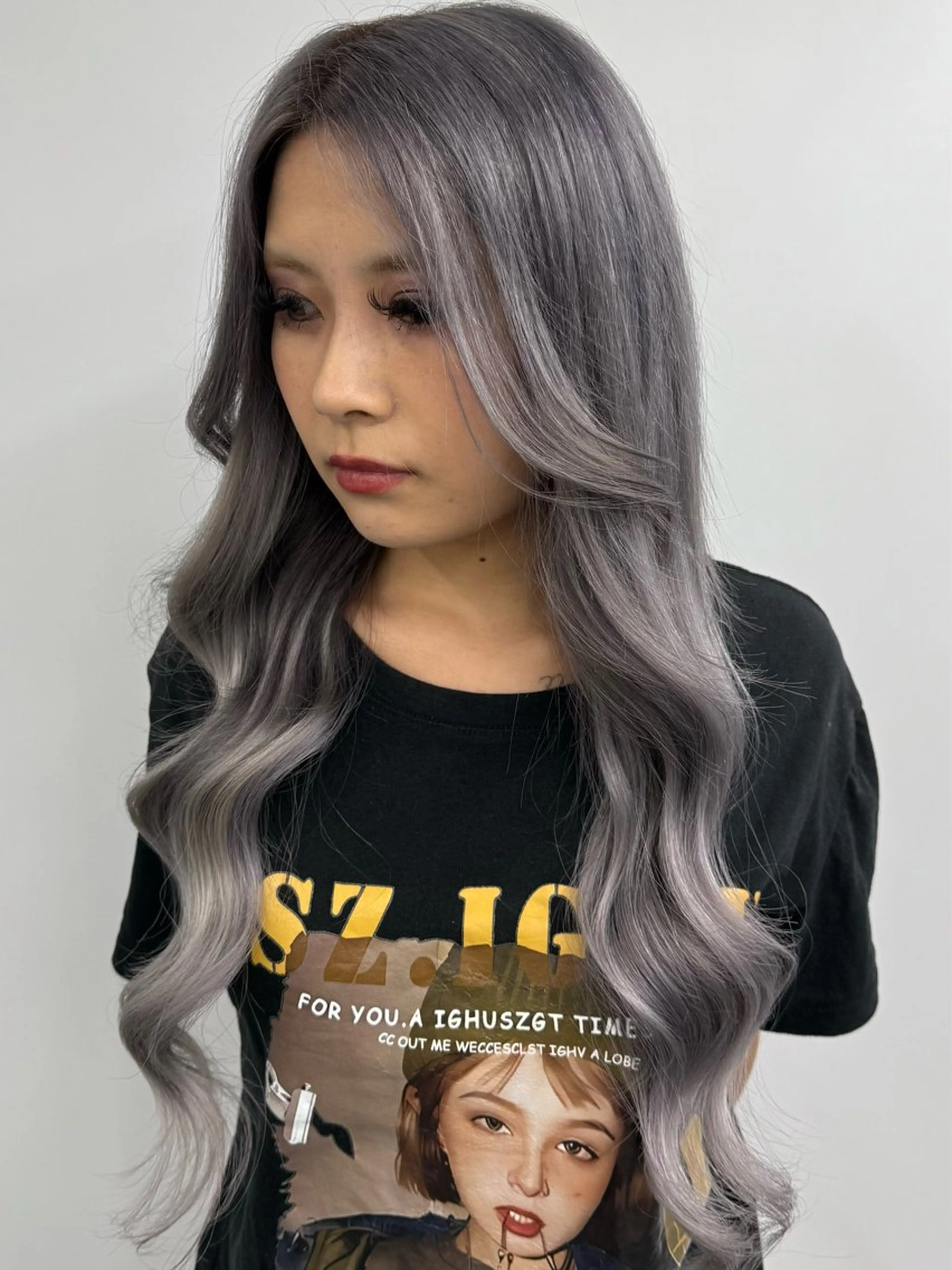 ロング カラー ダブルカラー エクステ エクステ 𝙃𝘼𝙍𝙐🎀 韓国×エクステのヘアスタイル