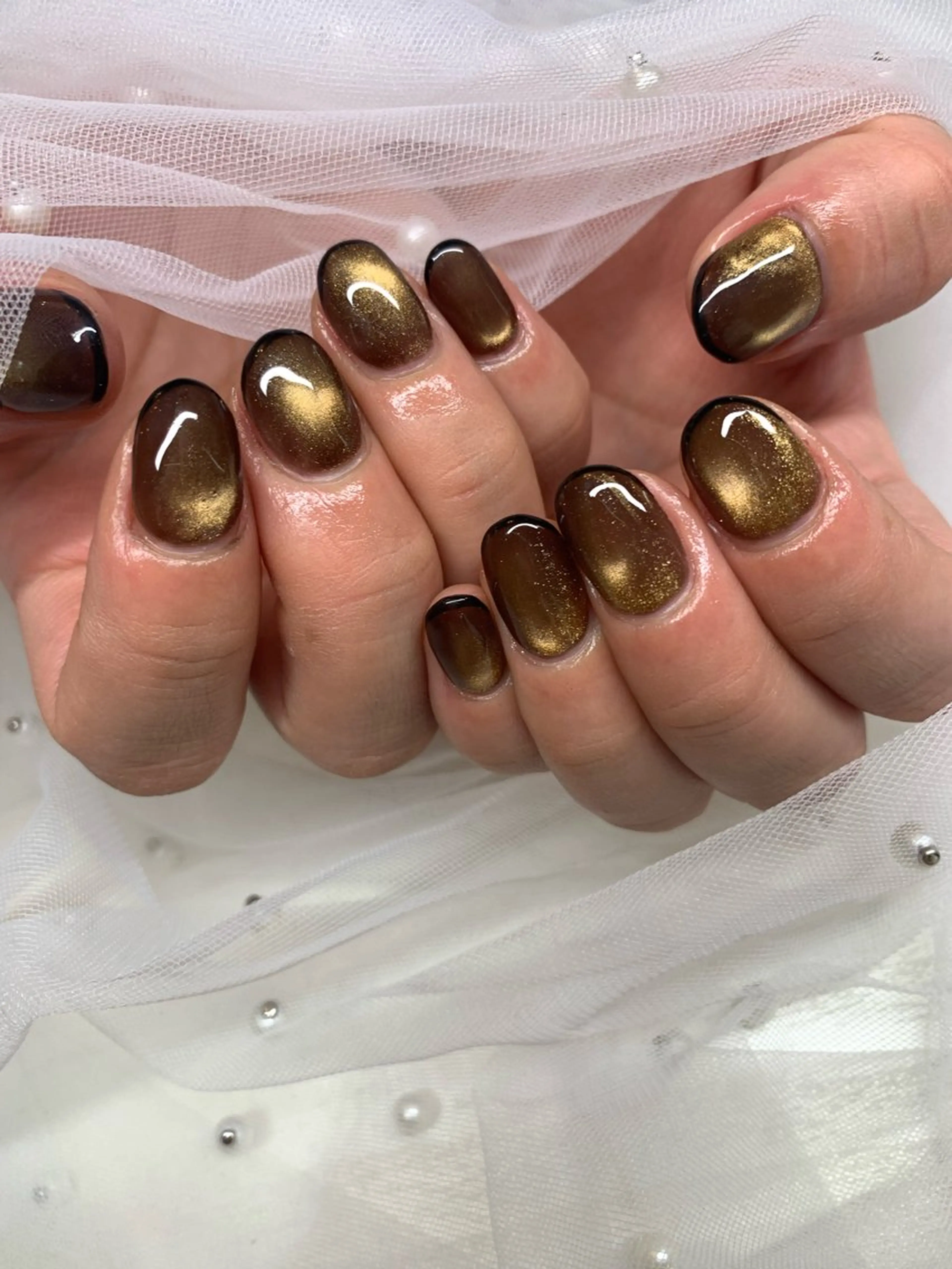 ネイル フレンチネイル マグネットネイル マグネットフレンチ ハンドネイル フットネイル Yuwabi Nail所属・Mimore ミモア 水戸のネイルデザイン