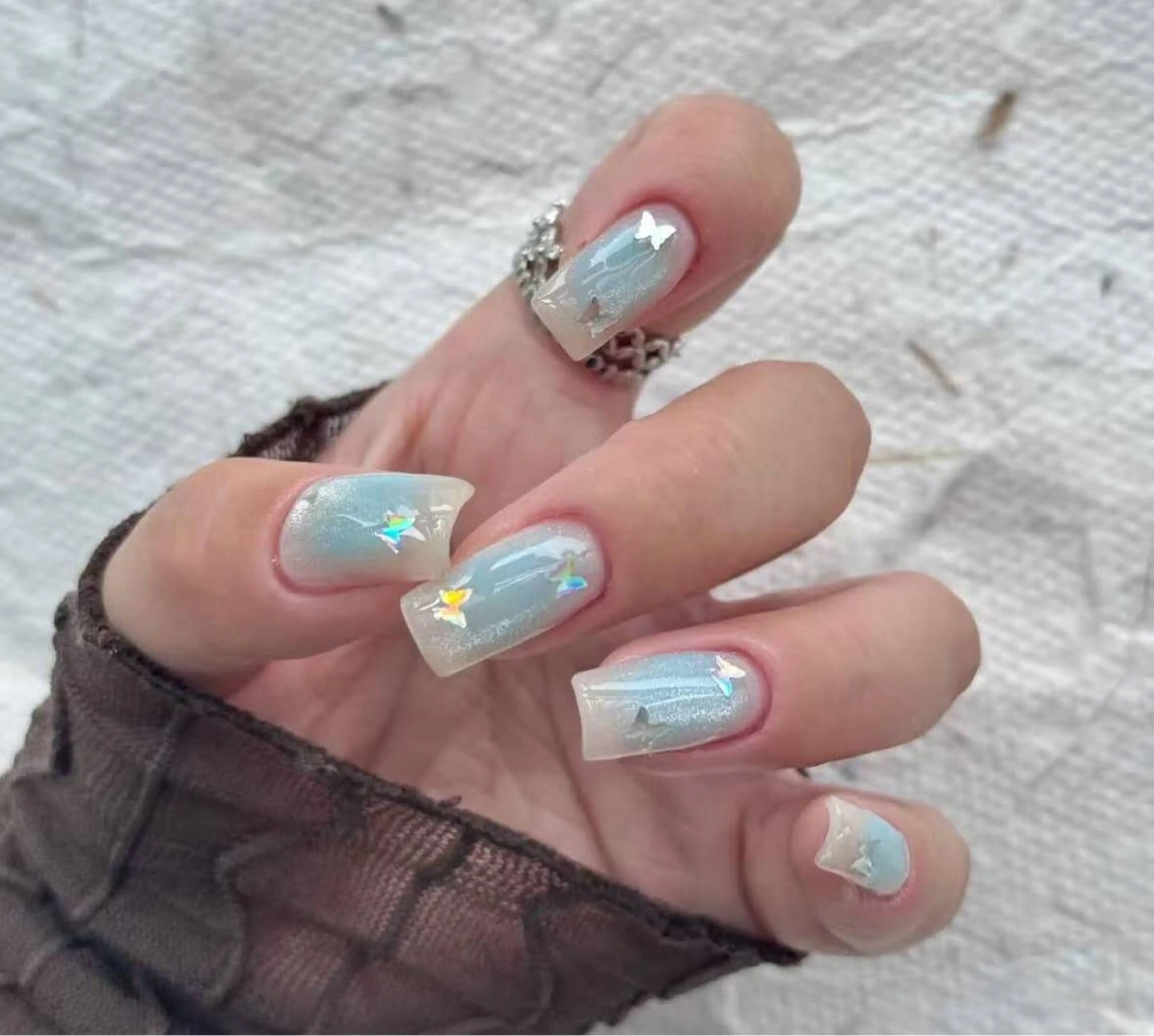 ネイル オーロラネイル フラワーネイル フットネイル フレンチネイル ジェルネイル ハンドネイル BabyYouMi ねねのネイルデザイン