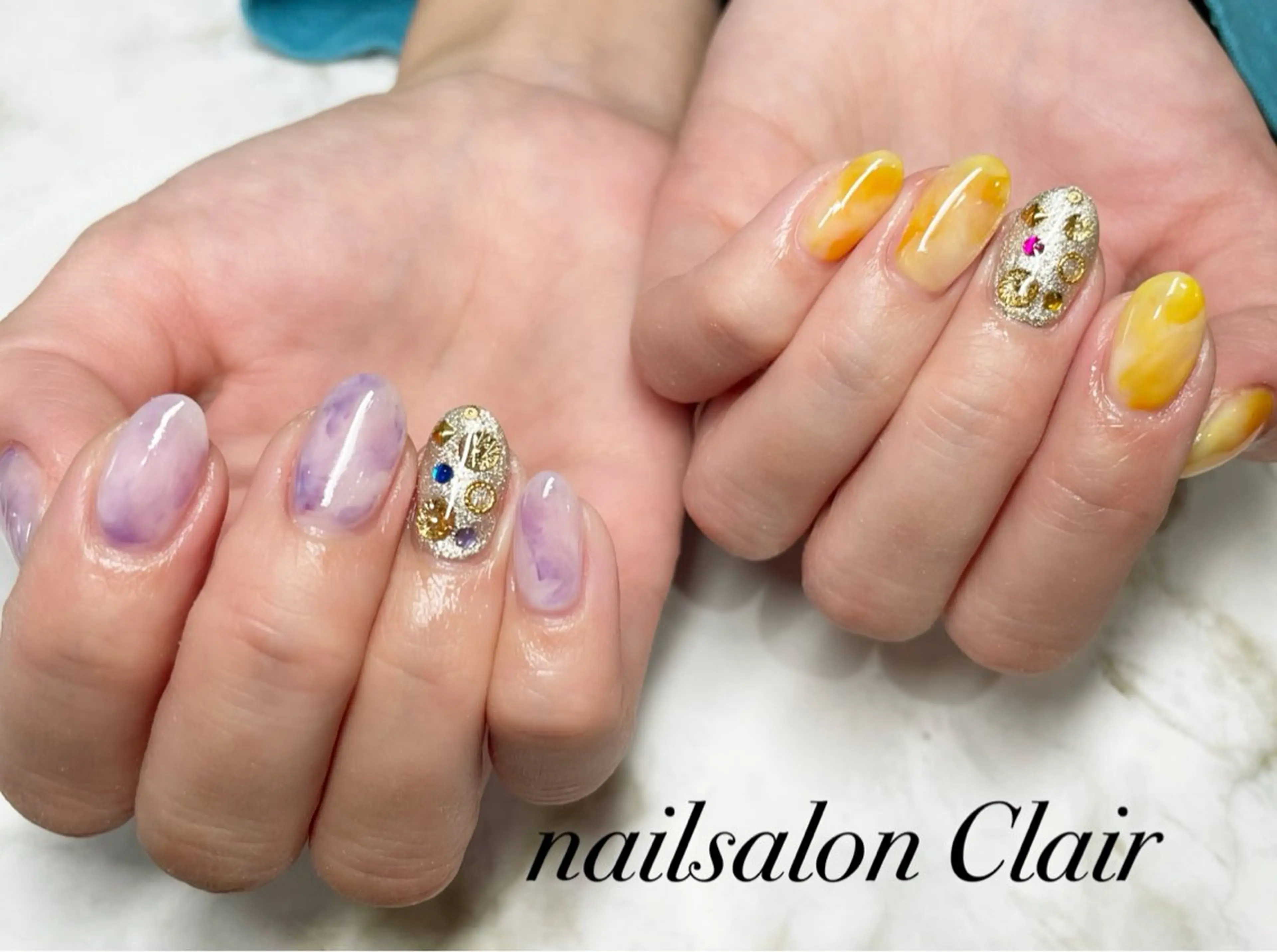 ネイル 大理石ネイル(マーブル) ハンドネイル Nailsalon Clairのネイルデザイン