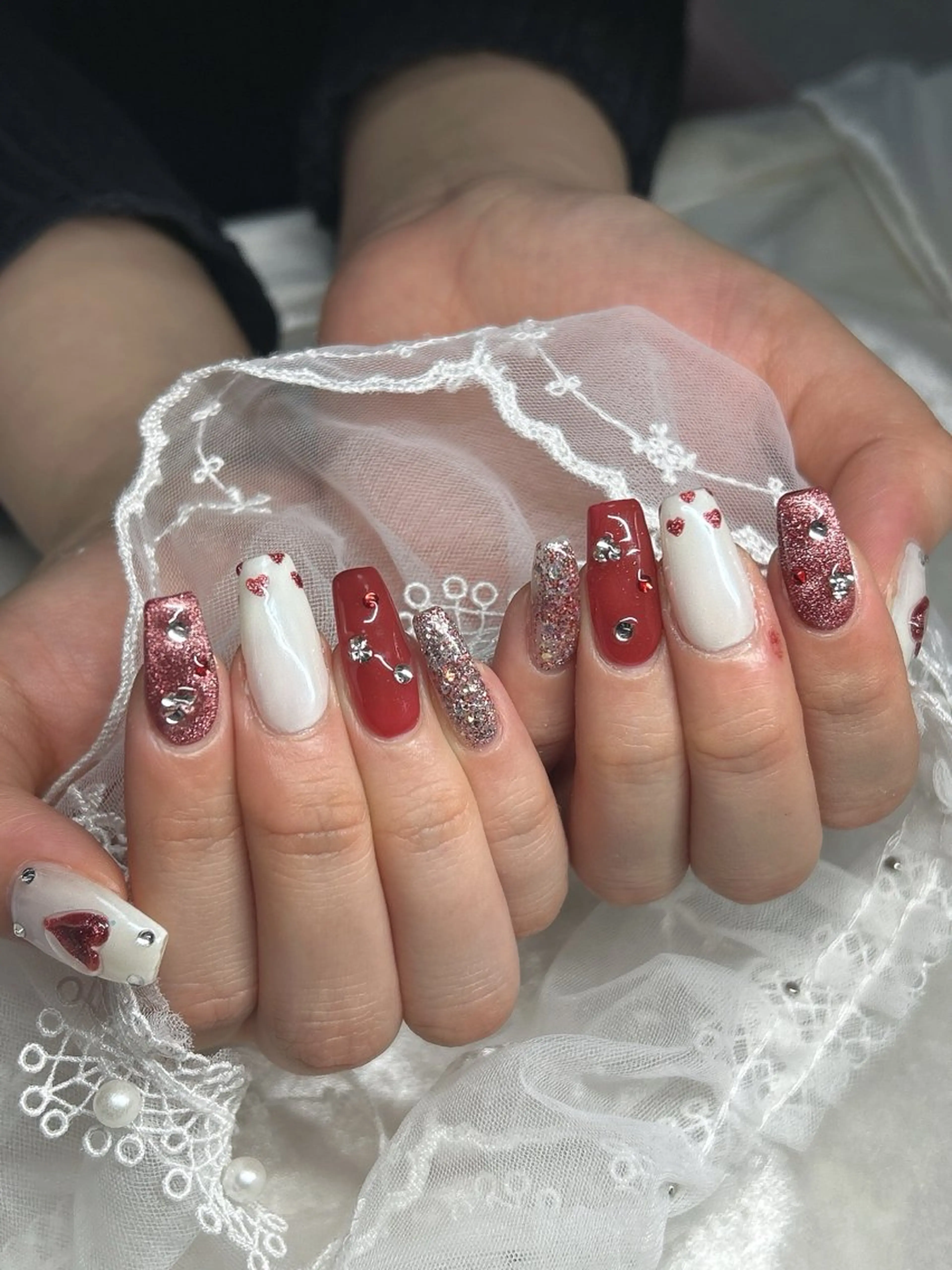 ネイル ハート ハンドネイル Bestnail所属・Best Nail Yu🎀🫧のネイルデザイン