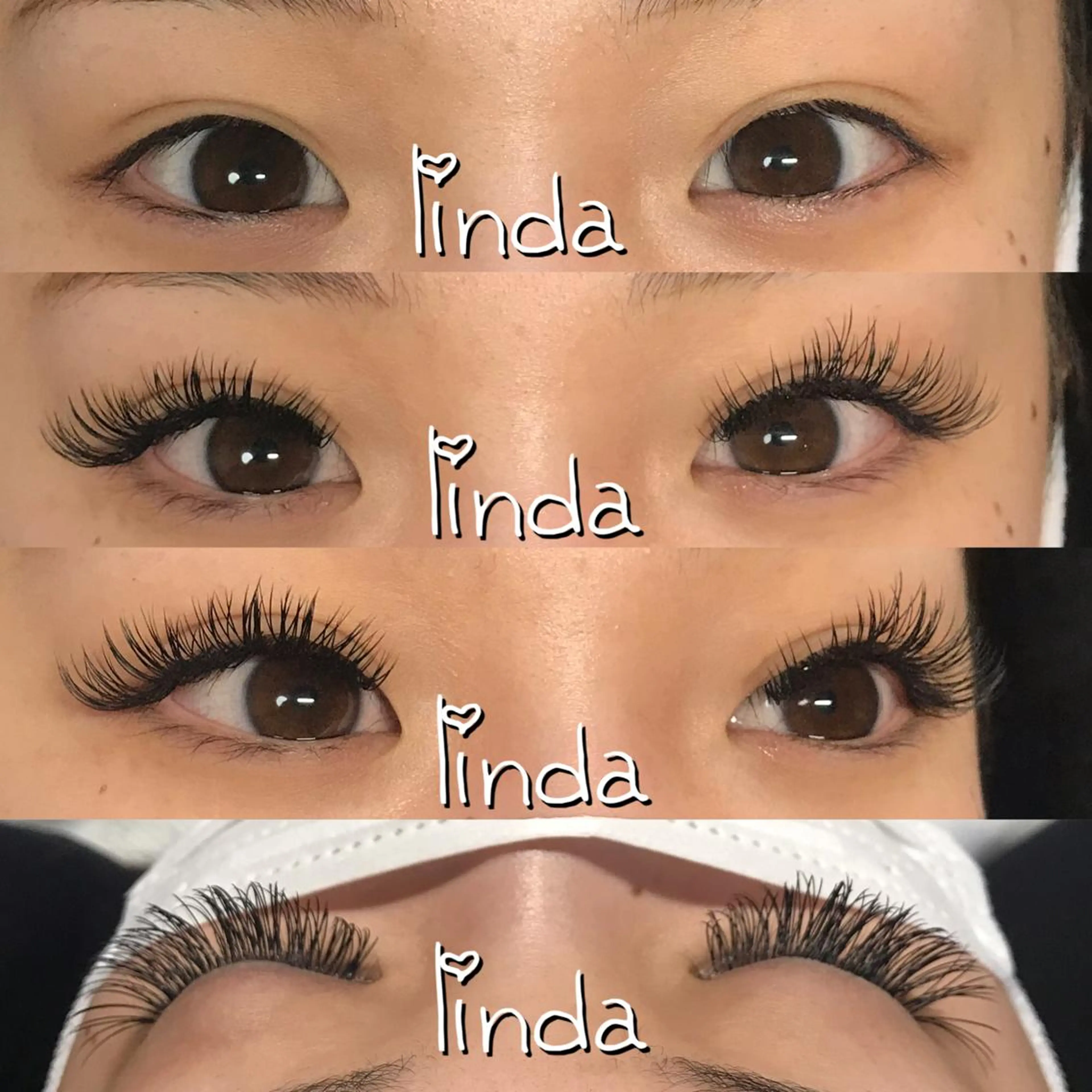 マツエク・マツパ 付け放題 フラットラッシュ 目尻長め linda lashesのマツエク・マツパデザイン