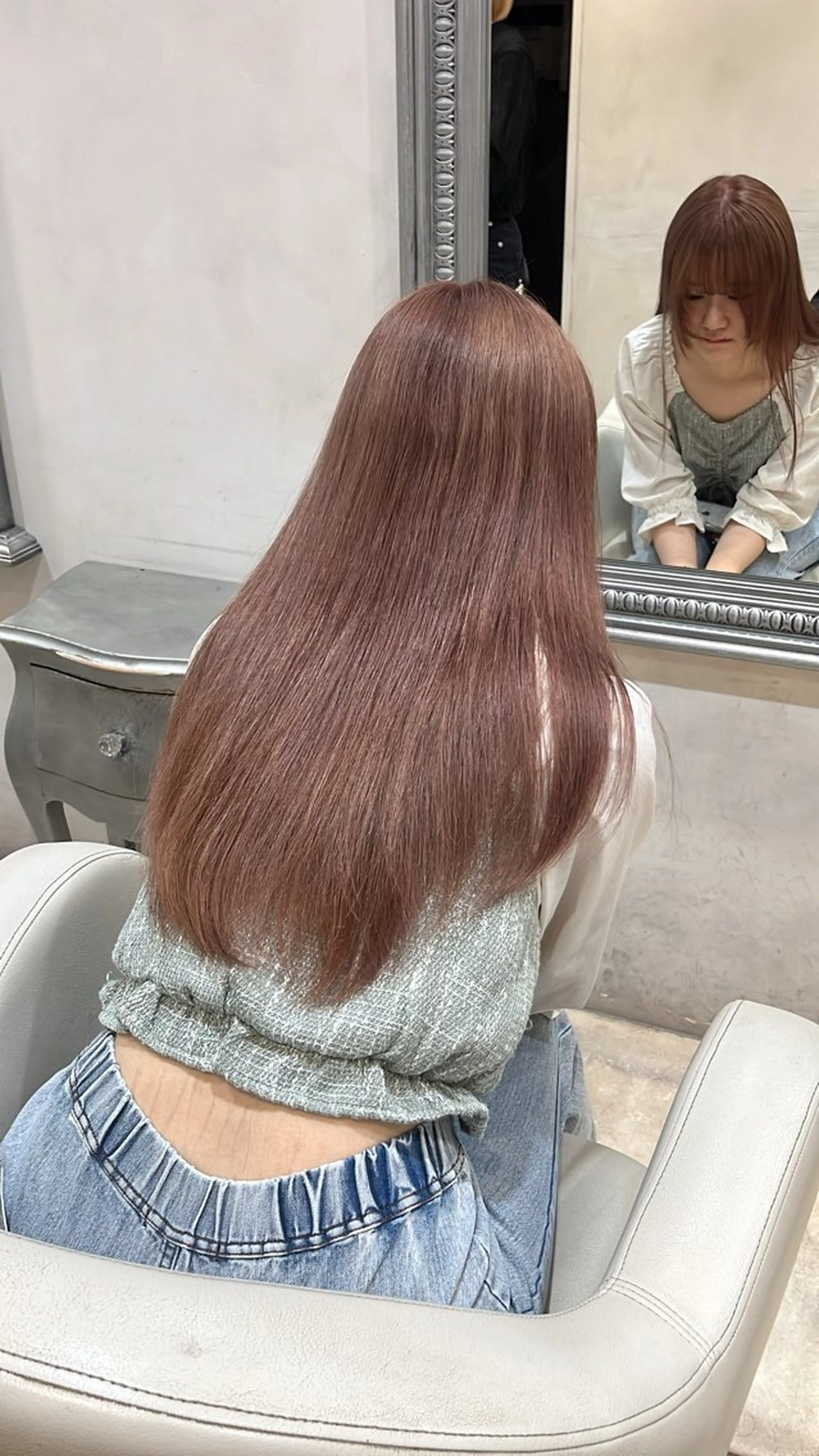 カラー ベージュカラー ブリーチ ピンクカラー ピンクベージュ ヘアカラー 地毛風ストレート/ ケアカラー/セキネのヘアスタイル