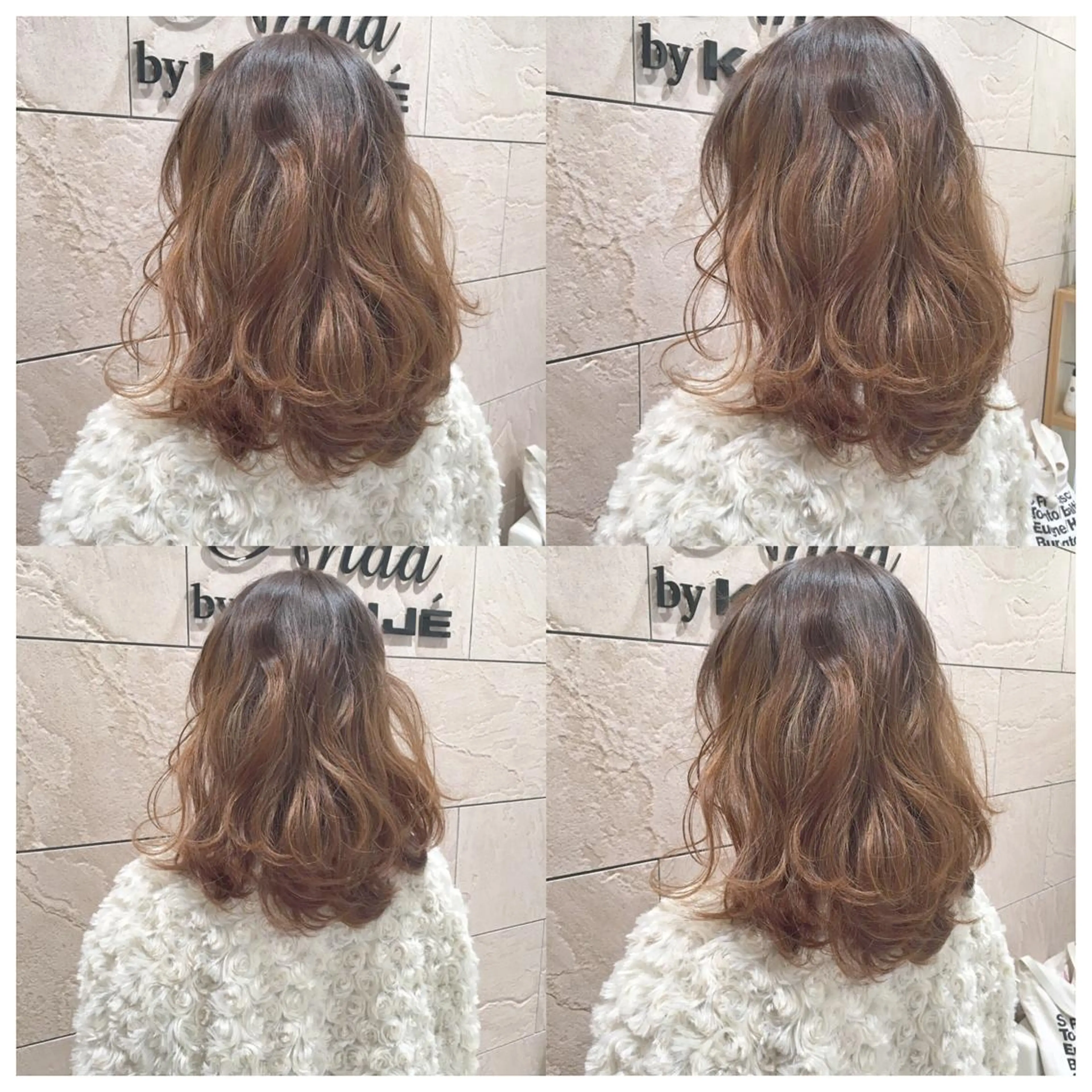 セミロング カラー パーマ ヘアアレンジ ハイライトカラー 外国人風カラー ハイライト ハイトーン特化🤍 浦住のヘアスタイル