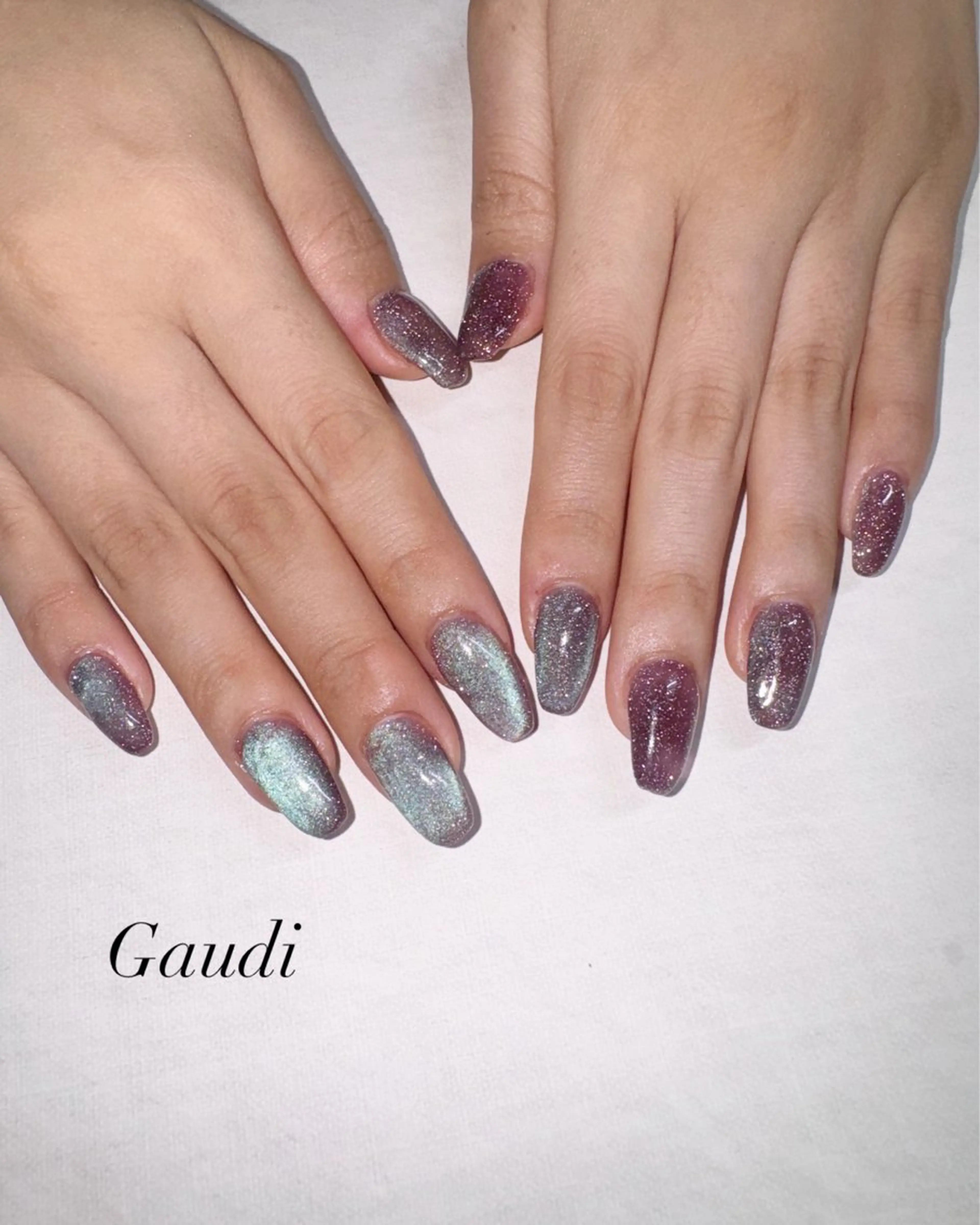 ネイル フラッシュネイル キラキラネイル マグネットネイル パープル Gaudi.Nail Rinaのその他イメージ