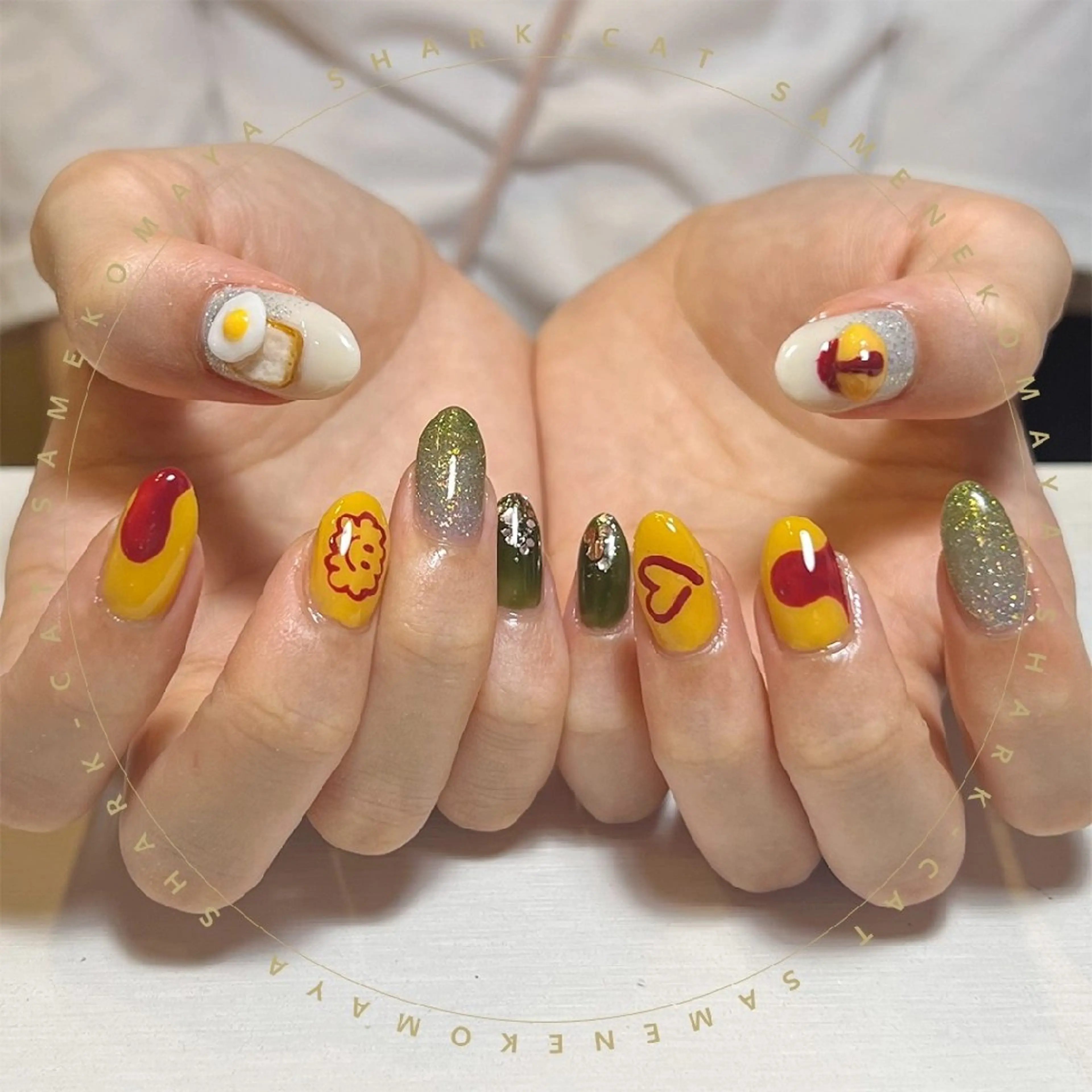 ネイル ハンドネイル サメ猫 マーヤのネイルデザイン