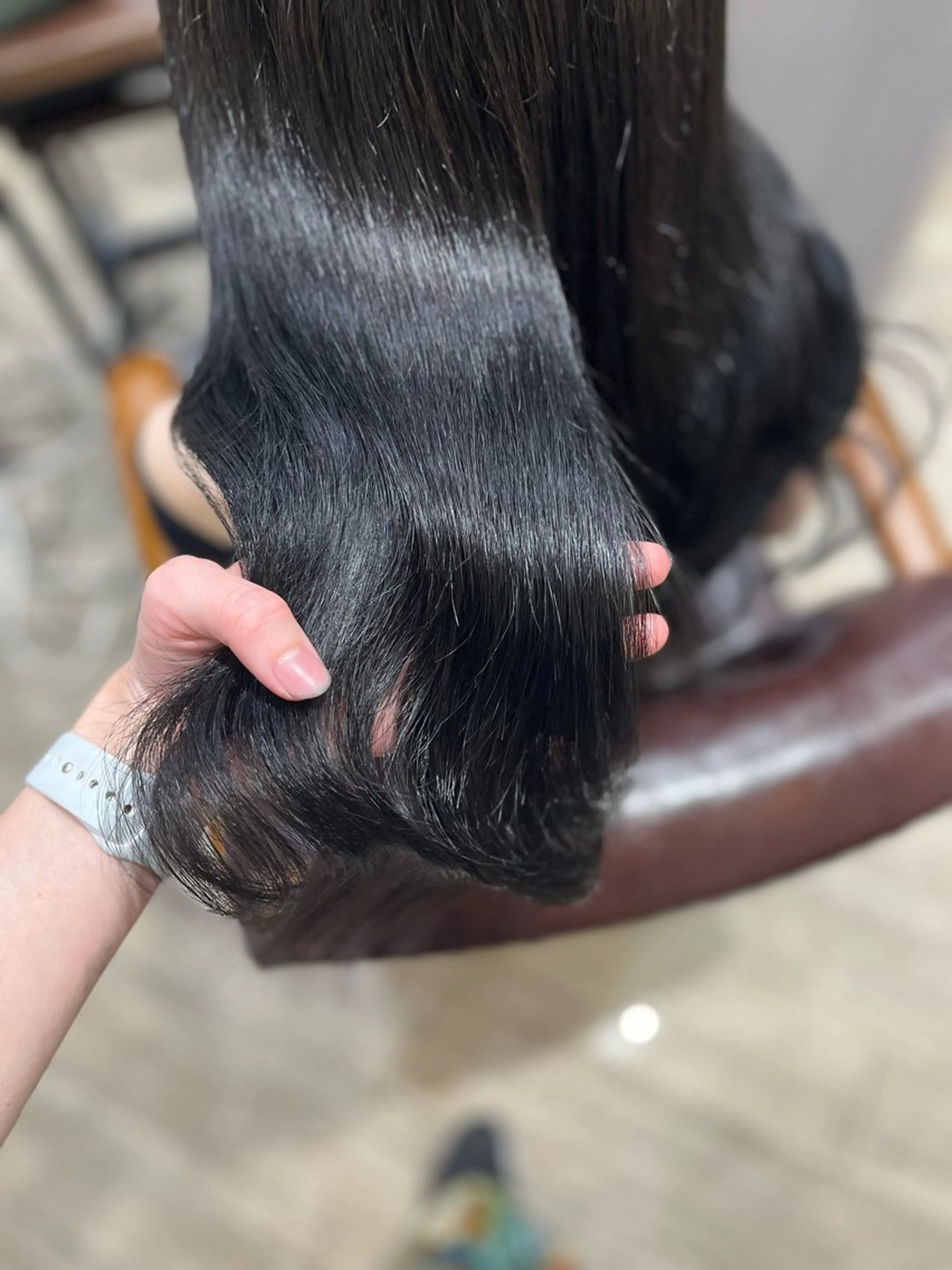 ロング カラー 黒髪 ブルーカラー ブルーブラック ヘアカラー トリートメント 🫧ぷる艶カラー🫧 Yuubi🦩のヘアスタイル