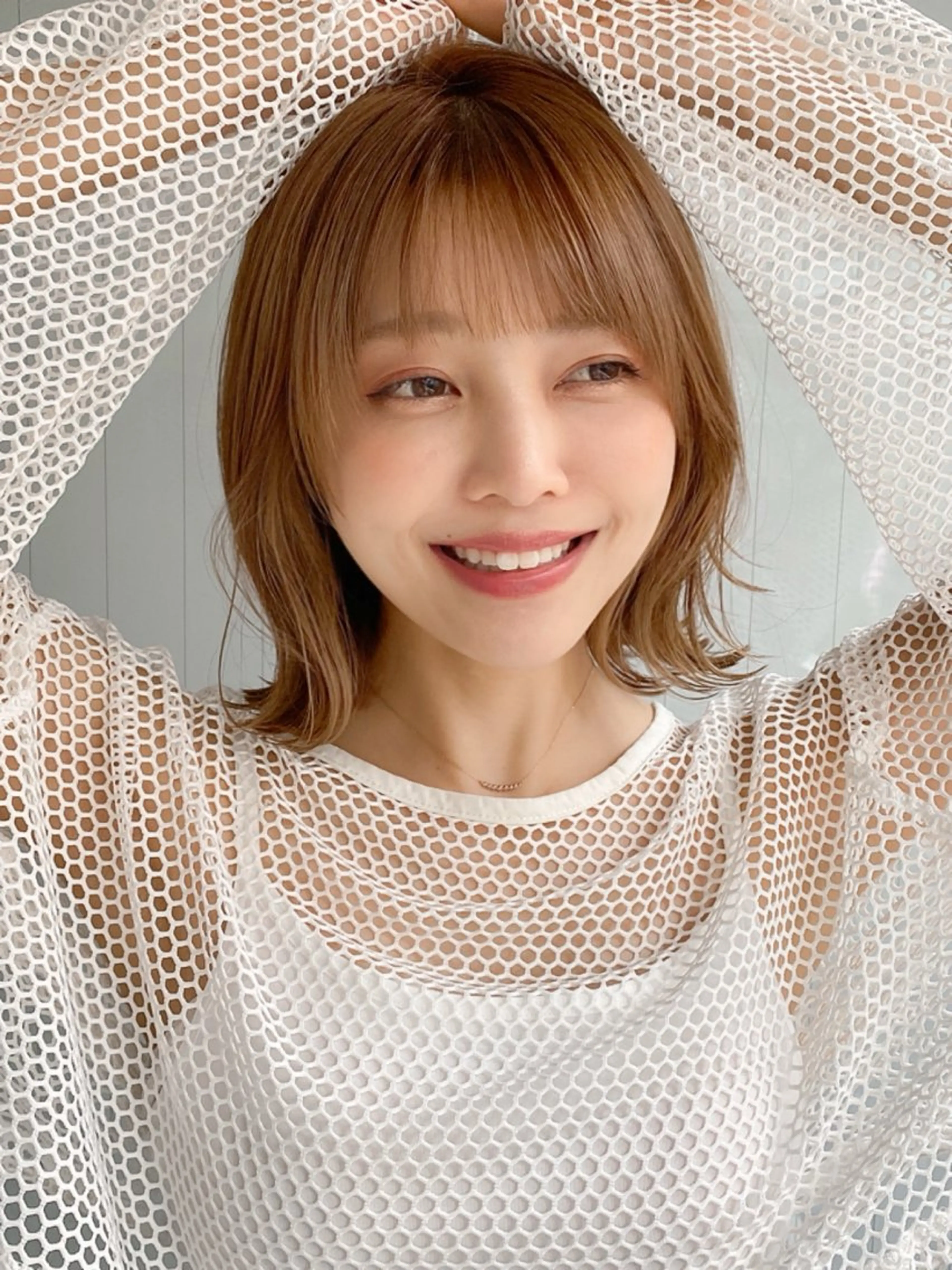 ミディアム ボブ カット ヘアカラー トリートメント レイヤー×髪質改善✨ 渋谷/佐藤侑哉のヘアスタイル