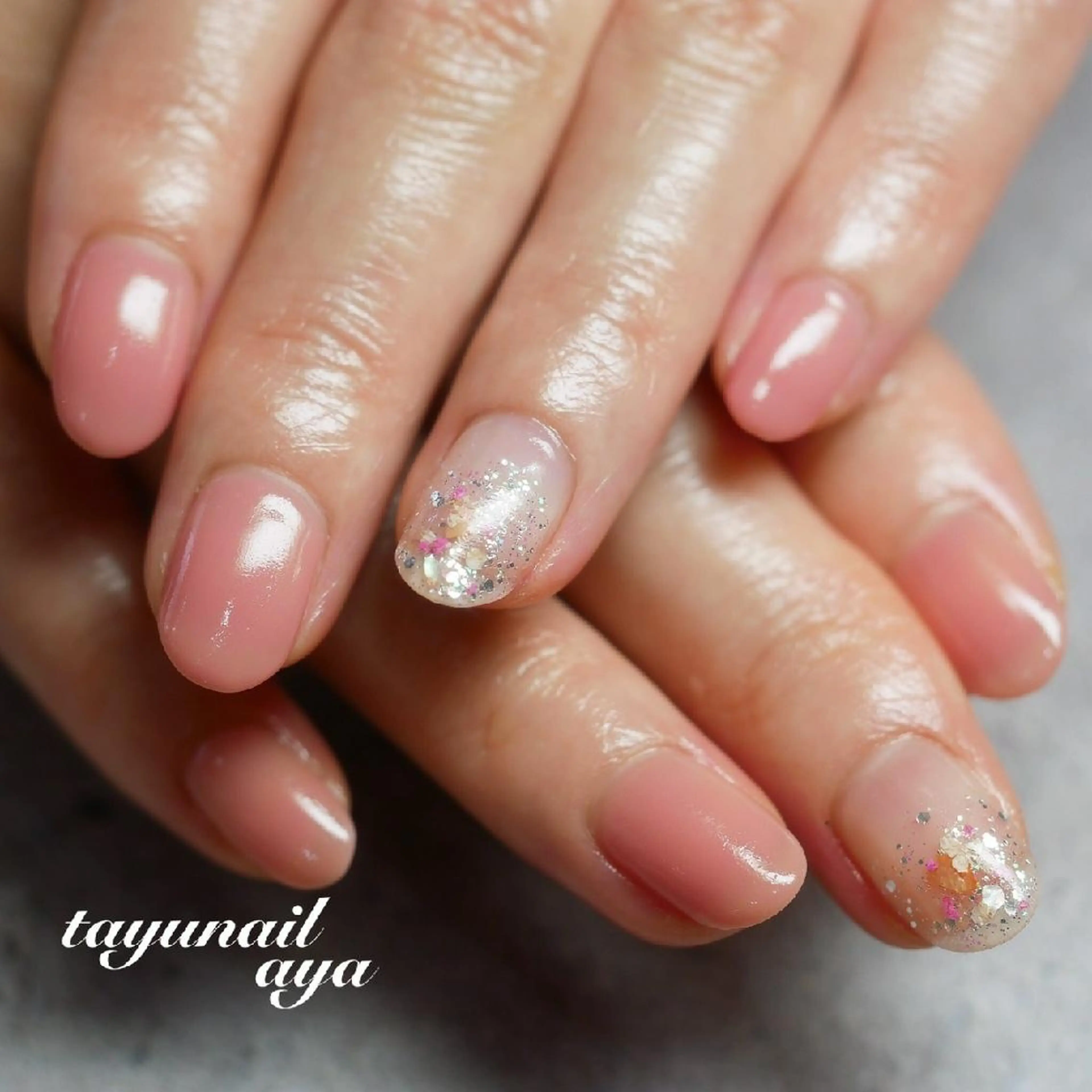 ネイル アートネイル ブルー フラワーネイル ジェルネイル ラメ(グリッター) ネイルサロン・ネイルスクール　たゆnail所属・ネイルサロン 【たゆnail】のネイルデザイン