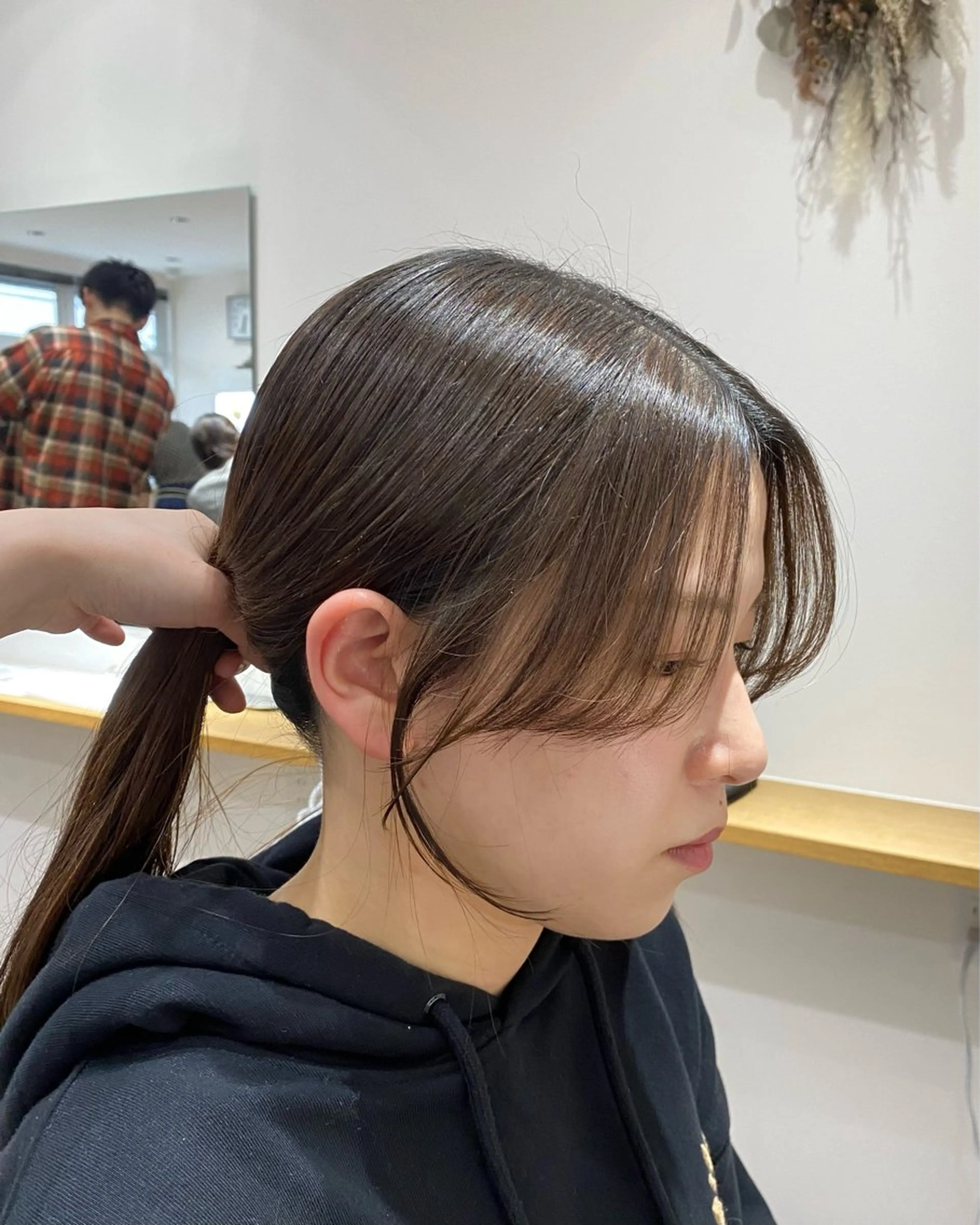 ロング 顔周りカット カット ヘアカラー 縮毛矯正 韓国風hair💕 Kanonのヘアスタイル