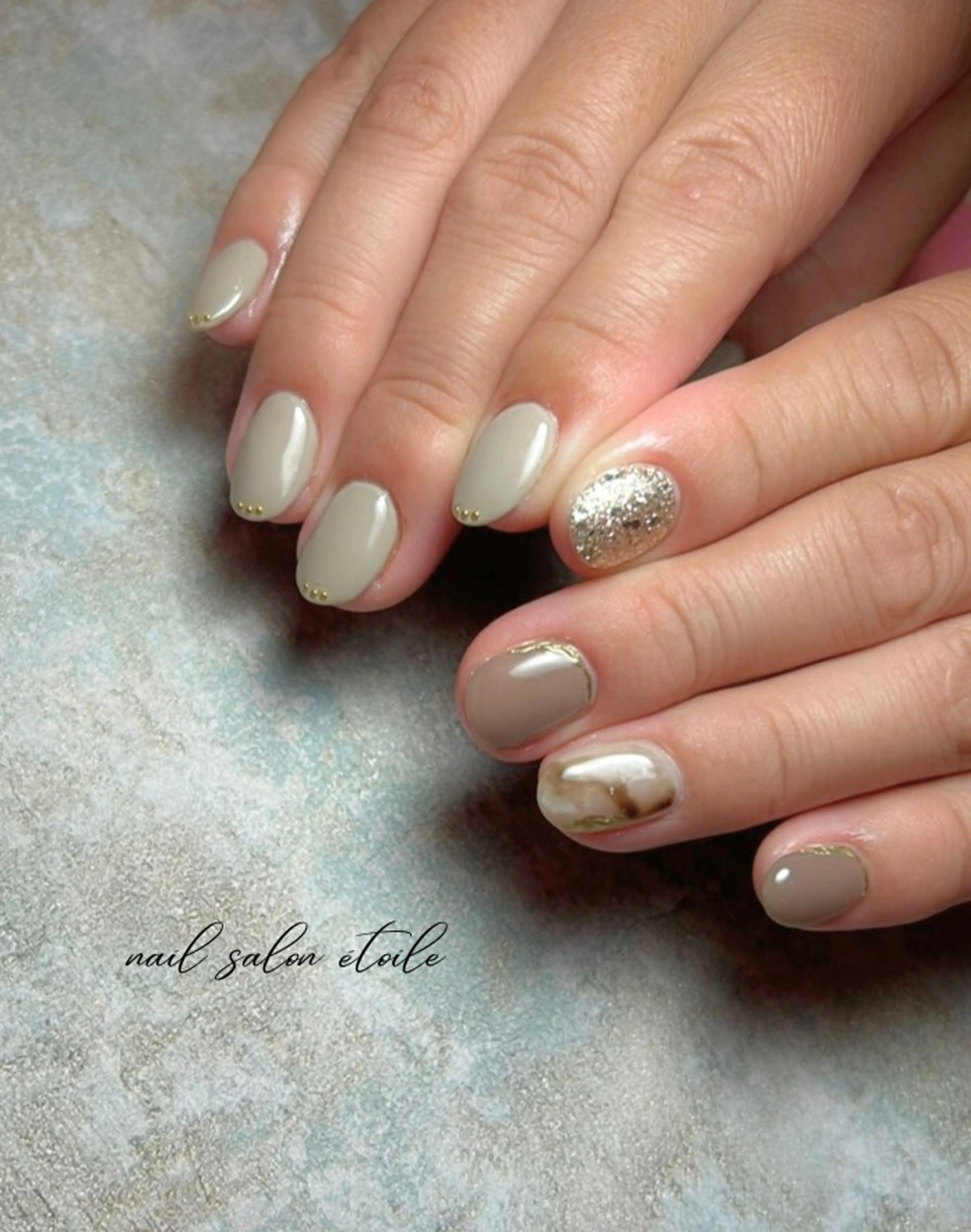 ネイル ブラウン ニュアンスネイル シンプルネイル ハンドネイル nail salon étoileのネイルデザイン