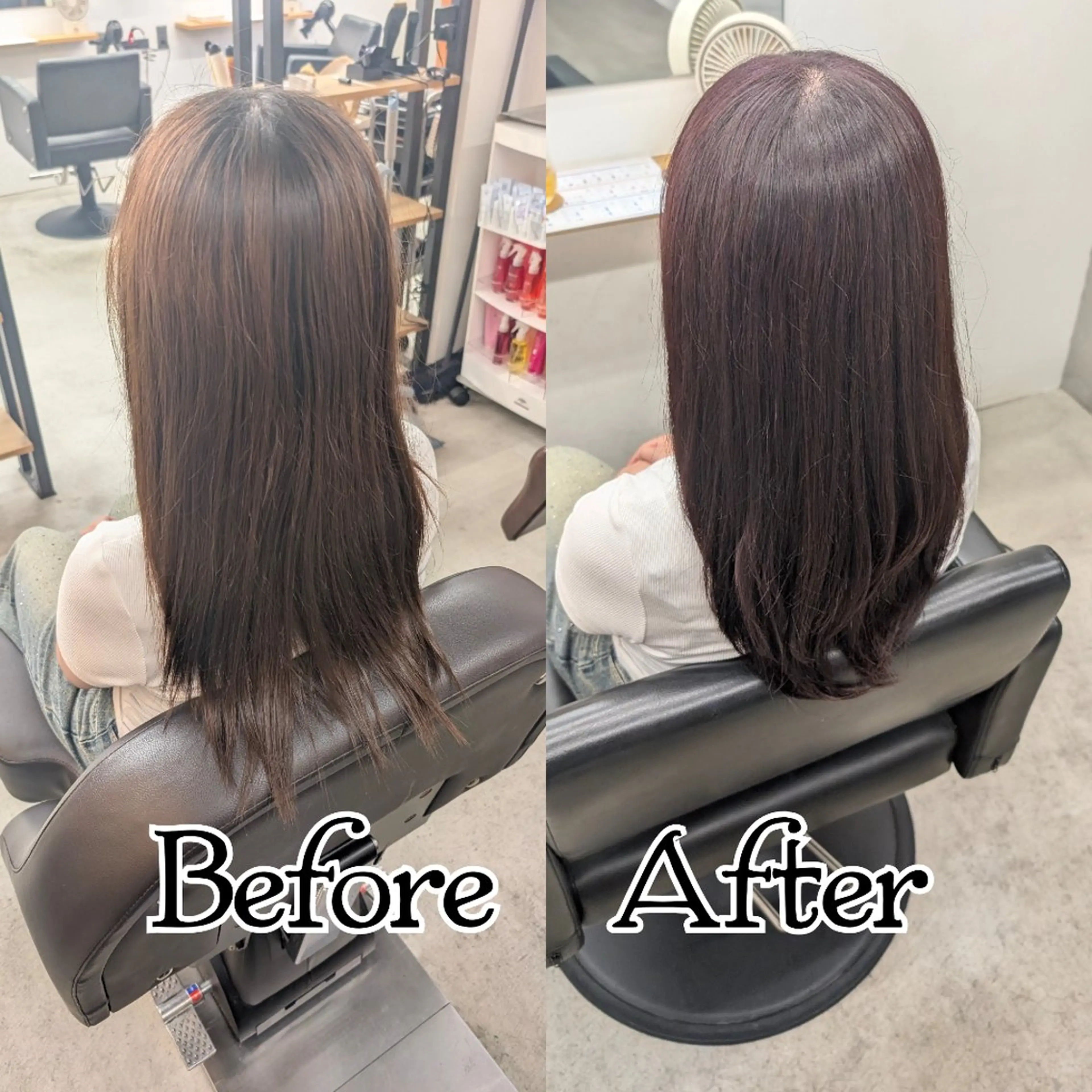 セミロング カラー ブリーチ ボルドーカラー 透明感カラー ブリーチなしカラー カット ヘアカラー トリートメント R hair🧡 伊藤美和🤎のヘアスタイル
