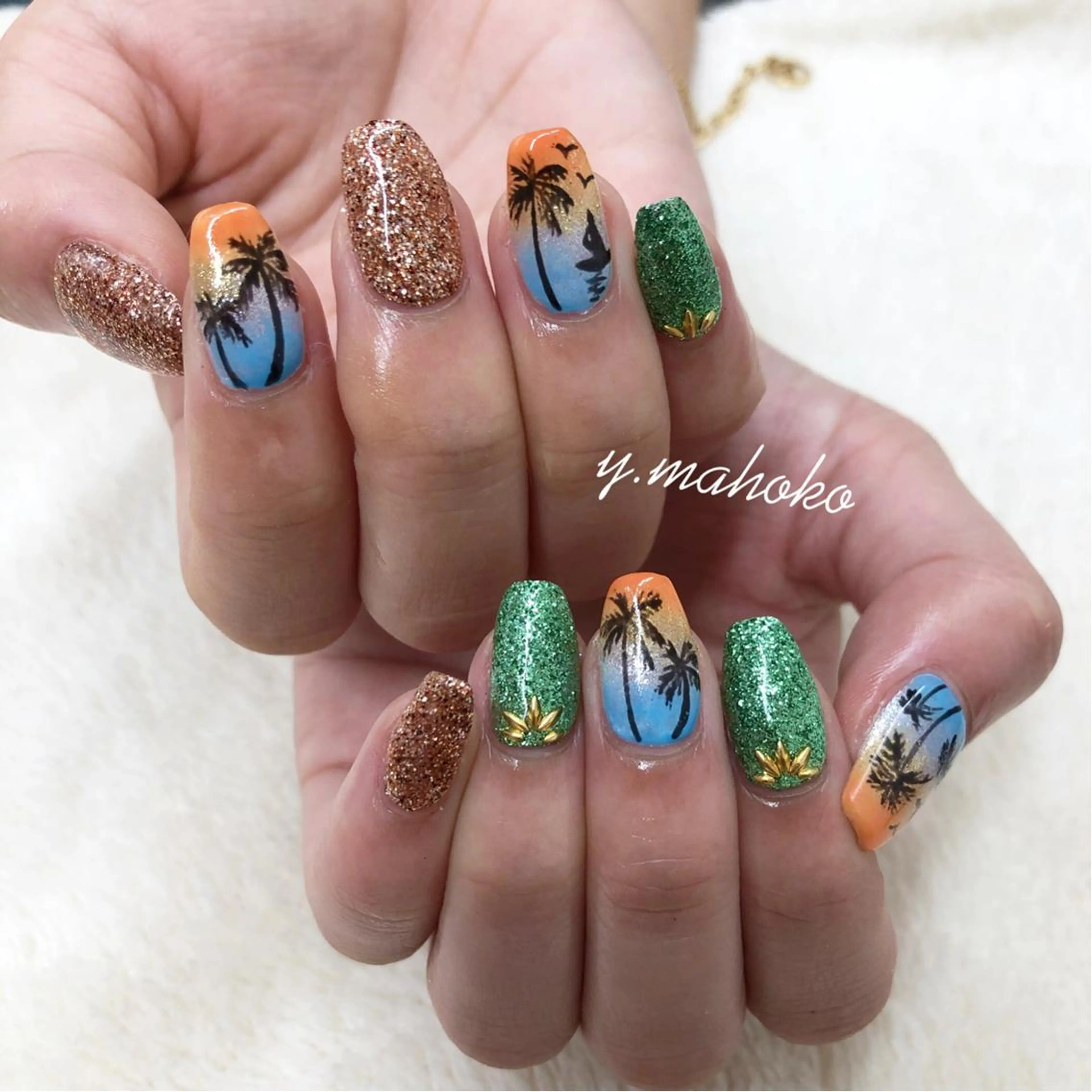 ネイル 夏ネイル ハンドネイル She nail studio 原宿所属・パラジェル有/ スカルプ/mahoのネイルデザイン