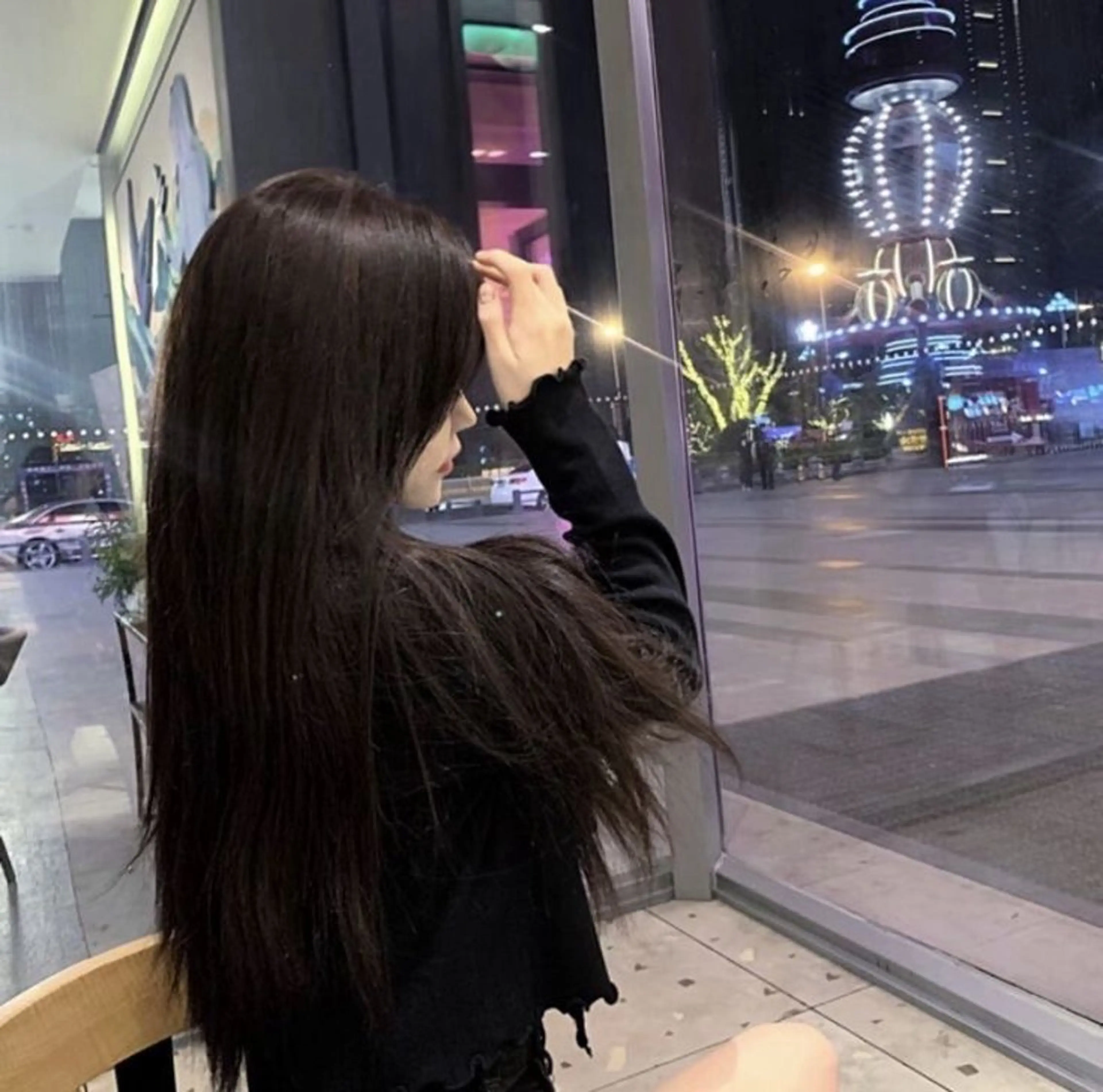 ロング カラー カット ヘアカラー 韓国風暗髪ヘア🤍 🫧MIREIのヘアスタイル