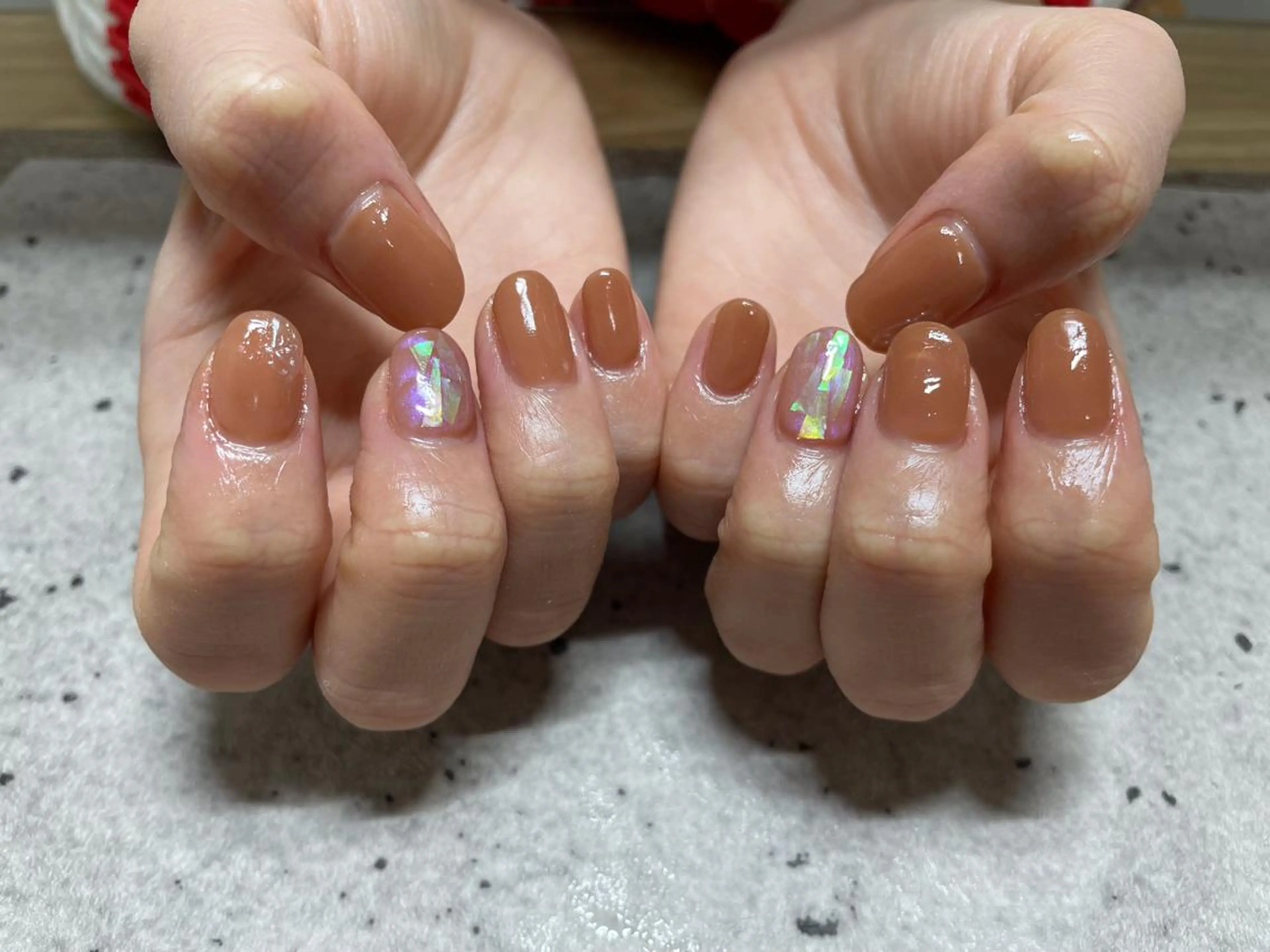 ネイル ブラウン ハンドネイル Mogu nail 二子玉川のネイルデザイン