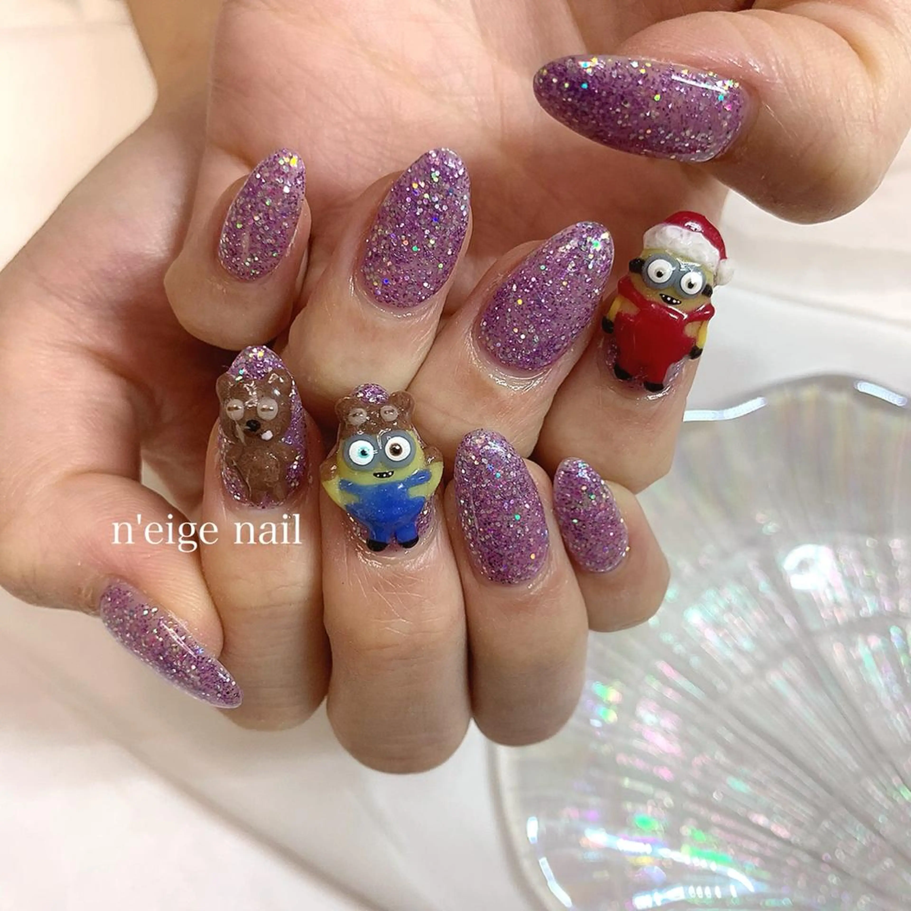 ネイル アートネイル ハート キラキラネイル 韓国ネイル ニュアンスネイル n'eige nail所属・大谷 綾香のネイルデザイン