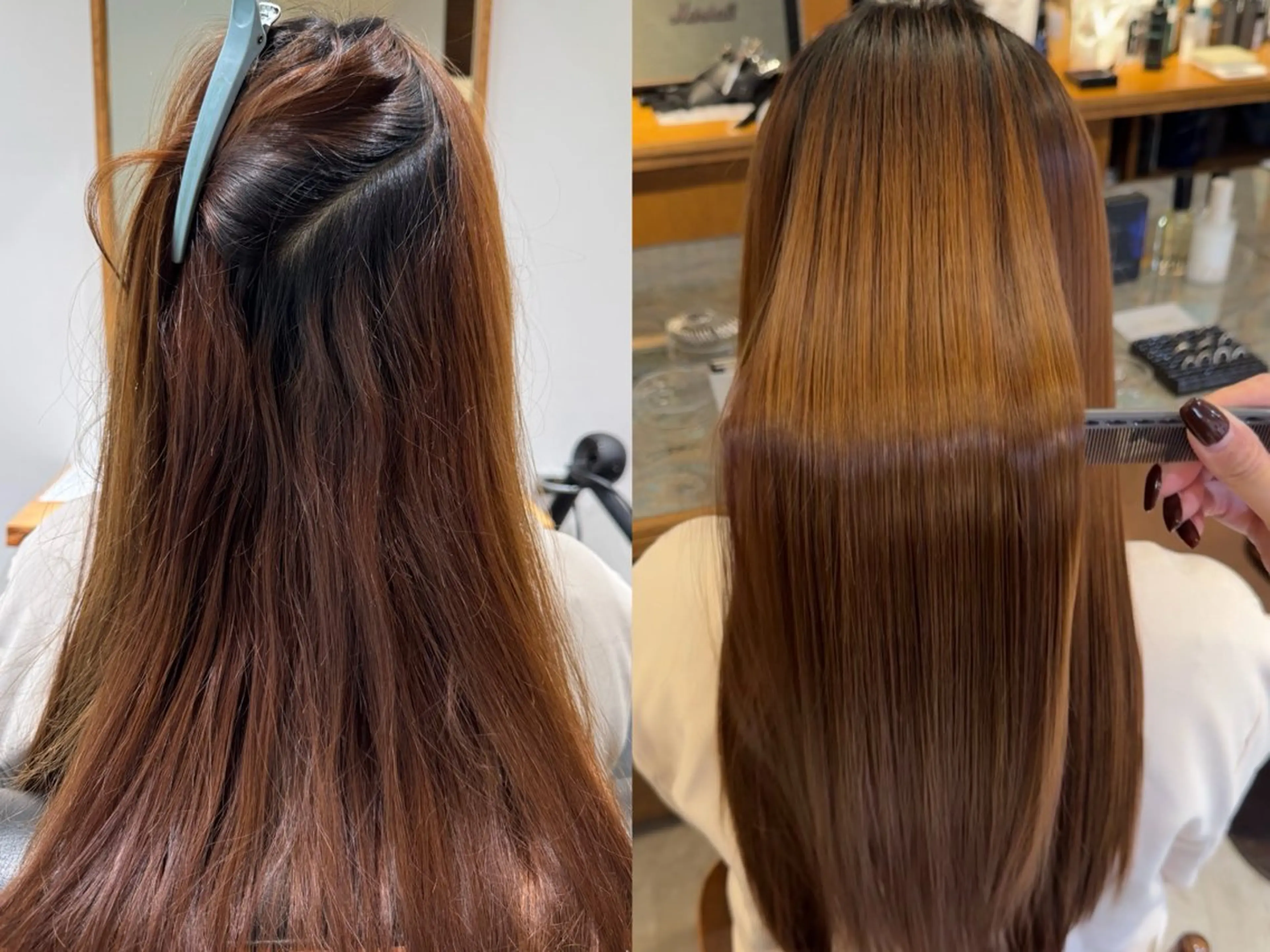 ロング 縮毛矯正 名駅/酸性ストレート /ワンカラー/アヤハのヘアスタイル