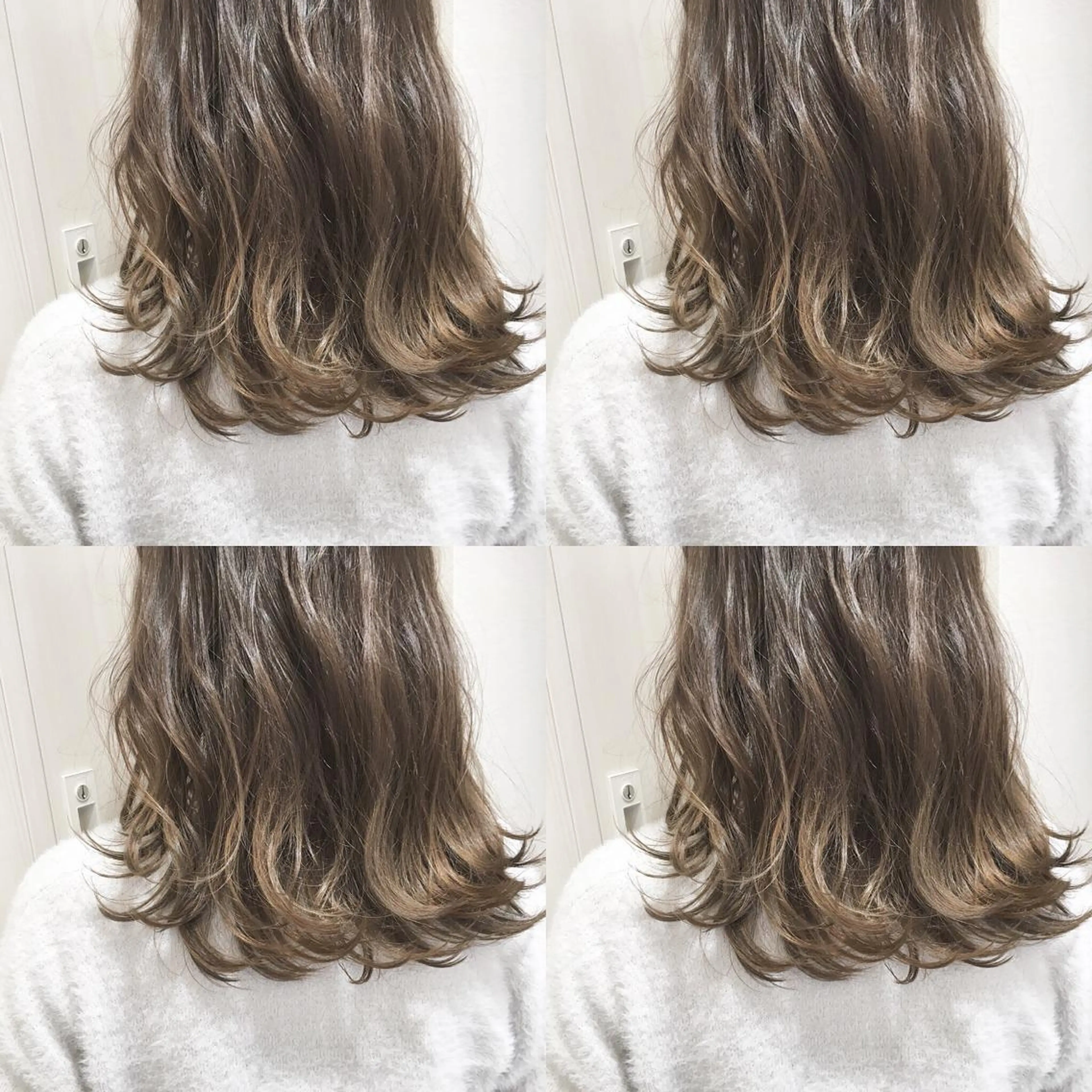 ロング カラー アッシュ バレイヤージュ 透明感カラー グラデーションカラー グレージュ レイヤー/韓国/ 顔周り/しんやのヘアスタイル