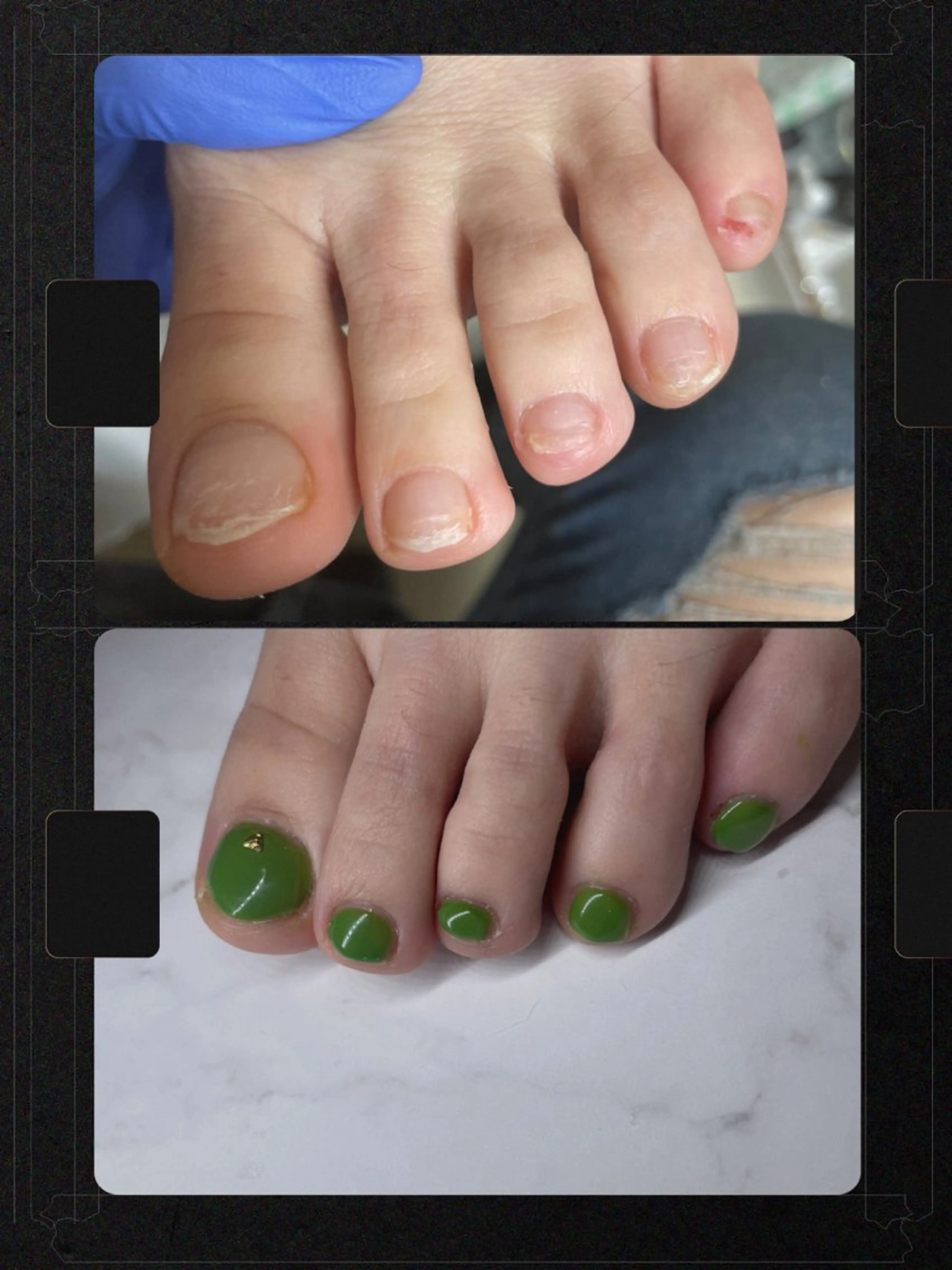 ネイル 長さ出し フットネイル ジェルネイル グリーン パラジェル Meant to Be〜ご縁に感謝〜のネイルデザイン