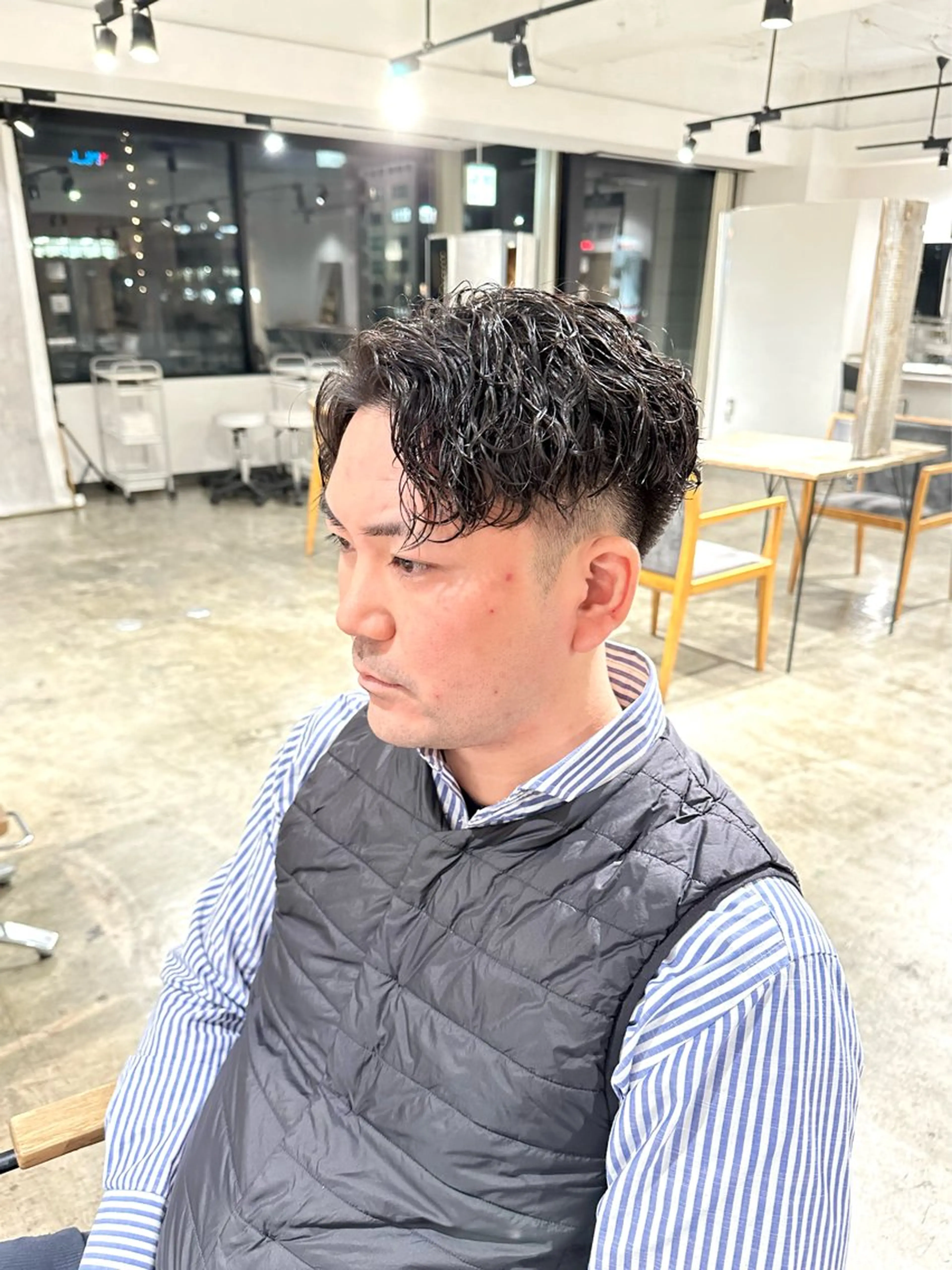 メンズ ビジネス フェードカット マッシュ メンズパーマ 波巻きパーマ 骨格補正施術/メンズ 専門美容師/YUYAのヘアスタイル