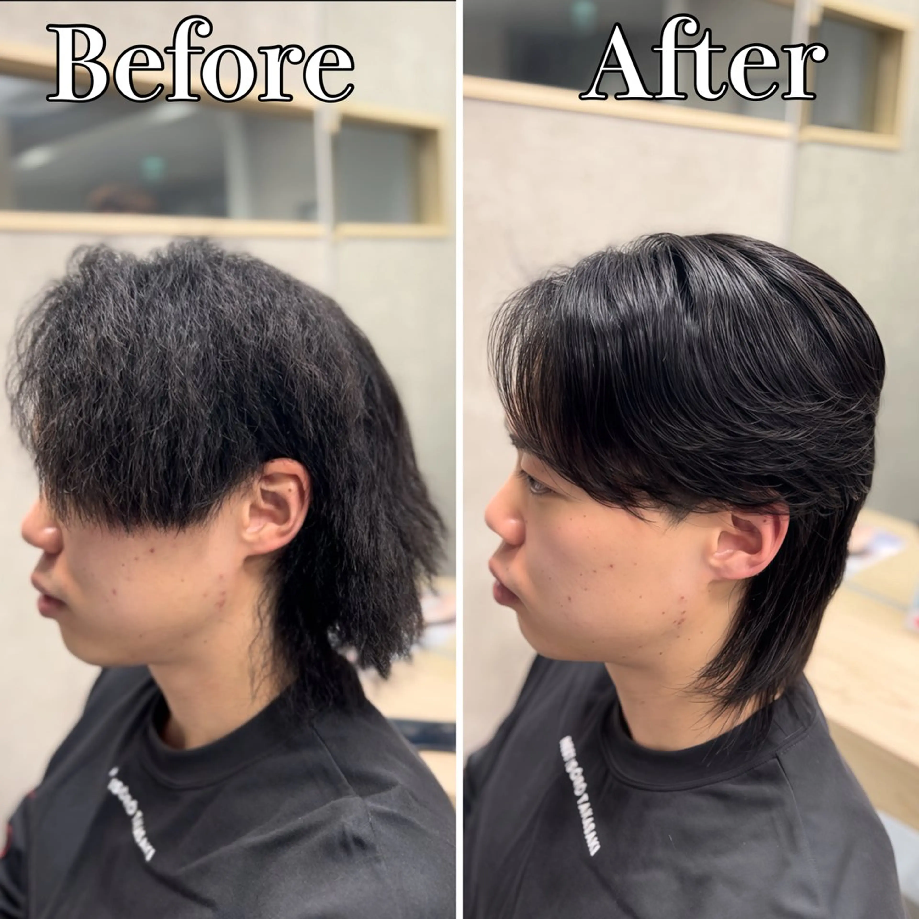 セミロング パーマ メンズ センターパート マッシュ くせ毛 縮毛矯正 縮毛矯正 🔮メンズ縮毛矯正 毛流れパーマ💎竹永のヘアスタイル