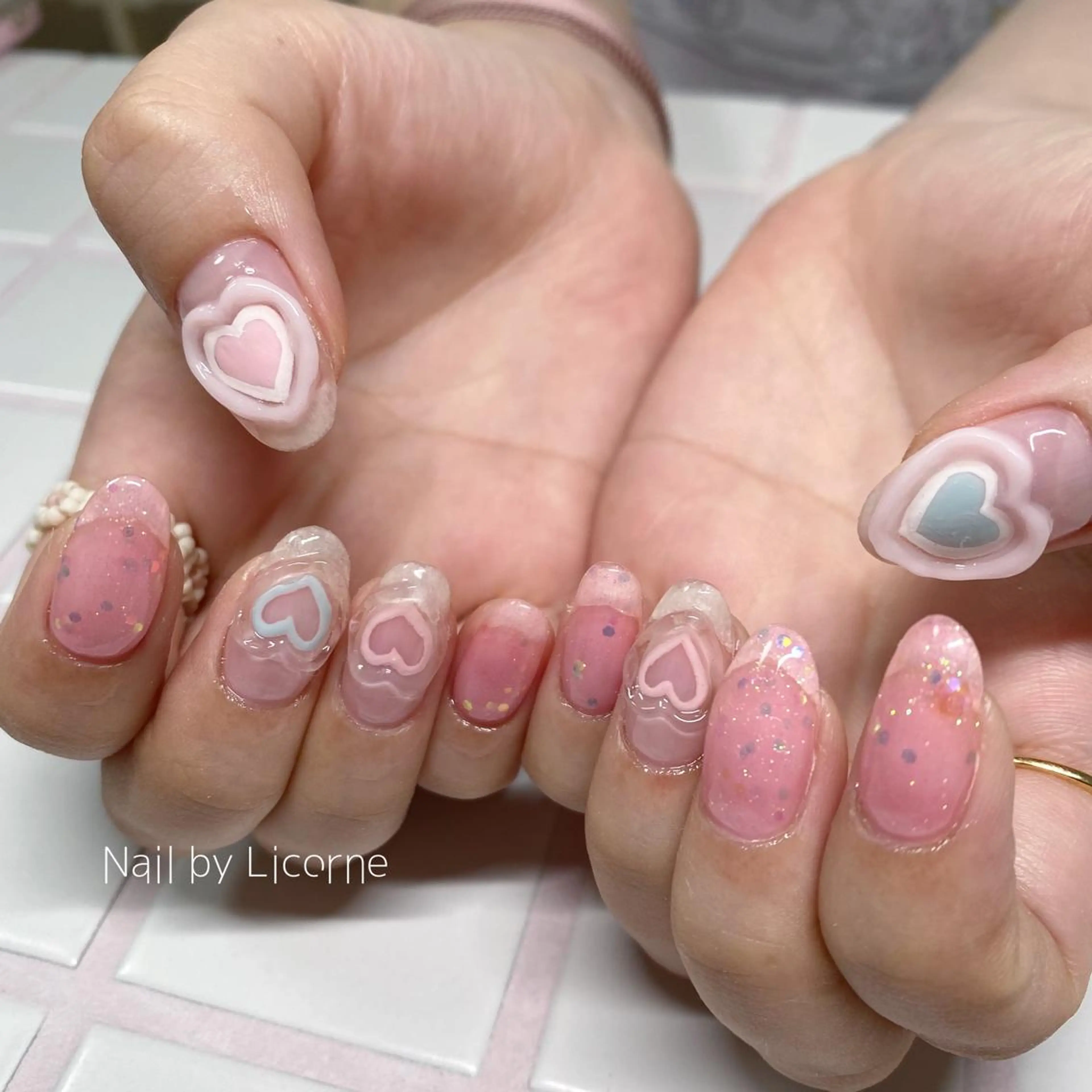 ネイル アートネイル オーロラネイル フレンチネイル 氷ネイル・うるうるネイル マグネットネイル ハンドネイル Nail by Licorneのネイルデザイン