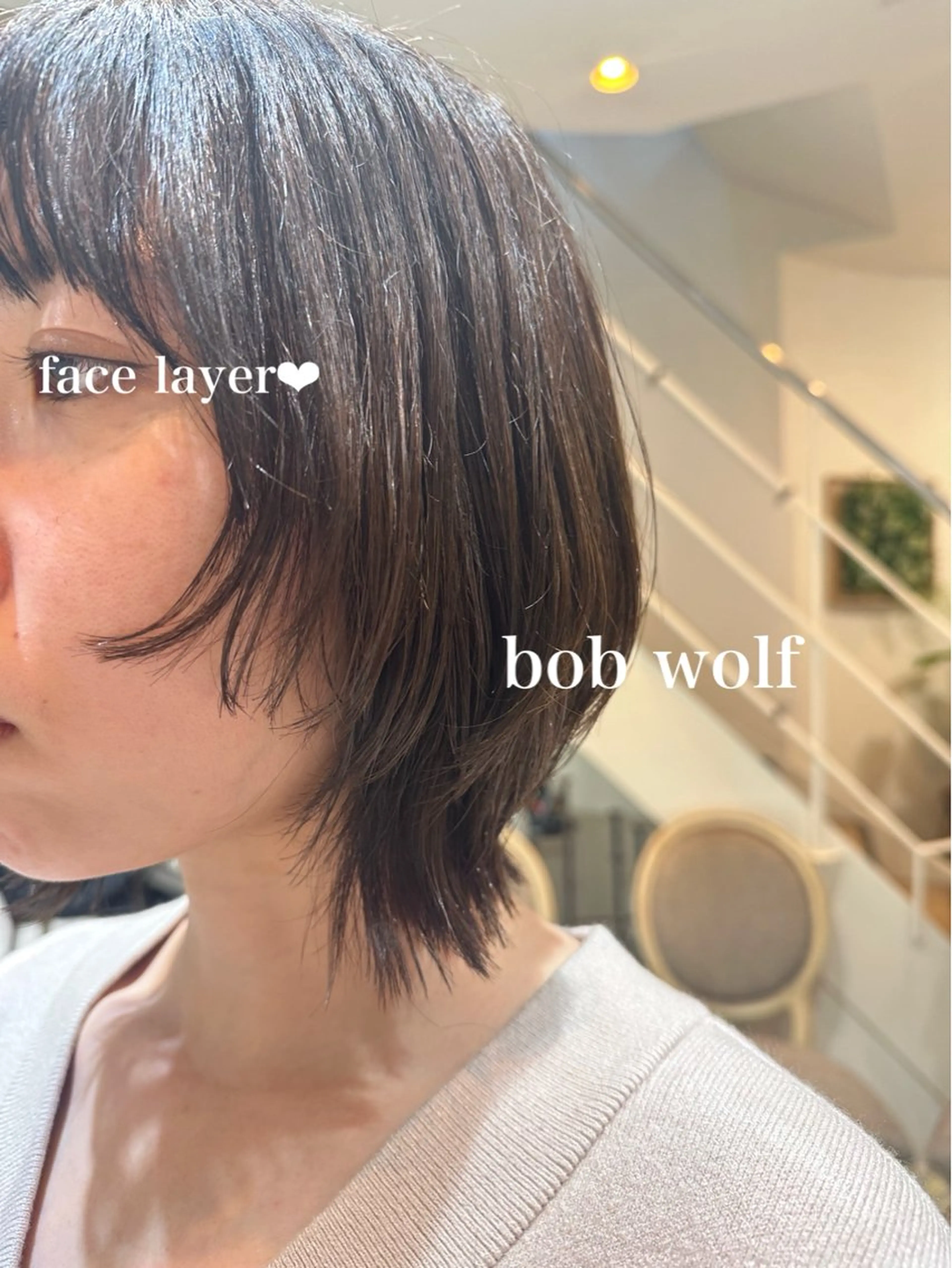 ショート ボブ 顔まわりレイヤー レイヤーカット ウルフカット カット ヘアカラー トリートメント 髪質改善/美髪/渡辺 りんのヘアスタイル