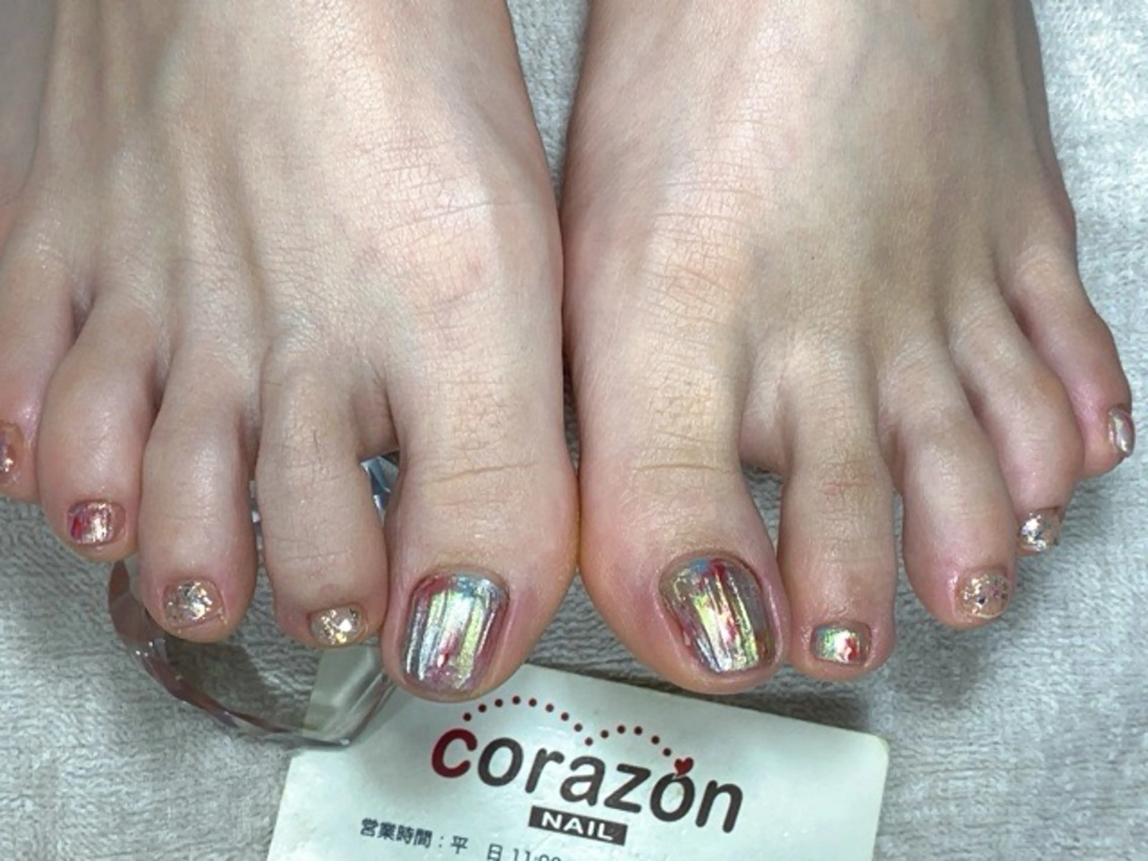 ネイル フットネイル ロングネイル ミラーネイル フットネイル corazon所属・ネイリスト aicoのネイルデザイン