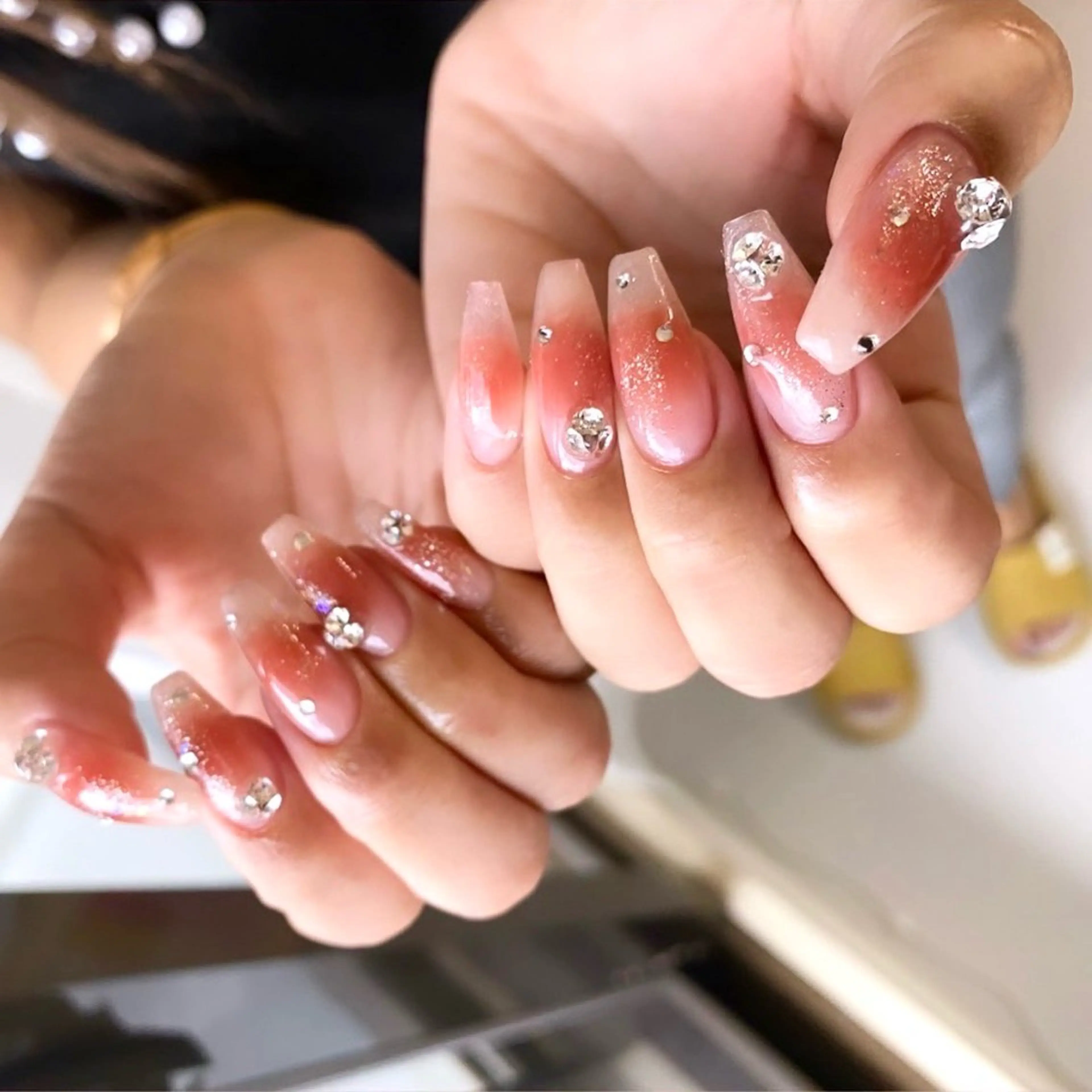 ネイル アートネイル チークネイル フレンチネイル ジェルネイル グラデーション Naru Kelinailのネイルデザイン