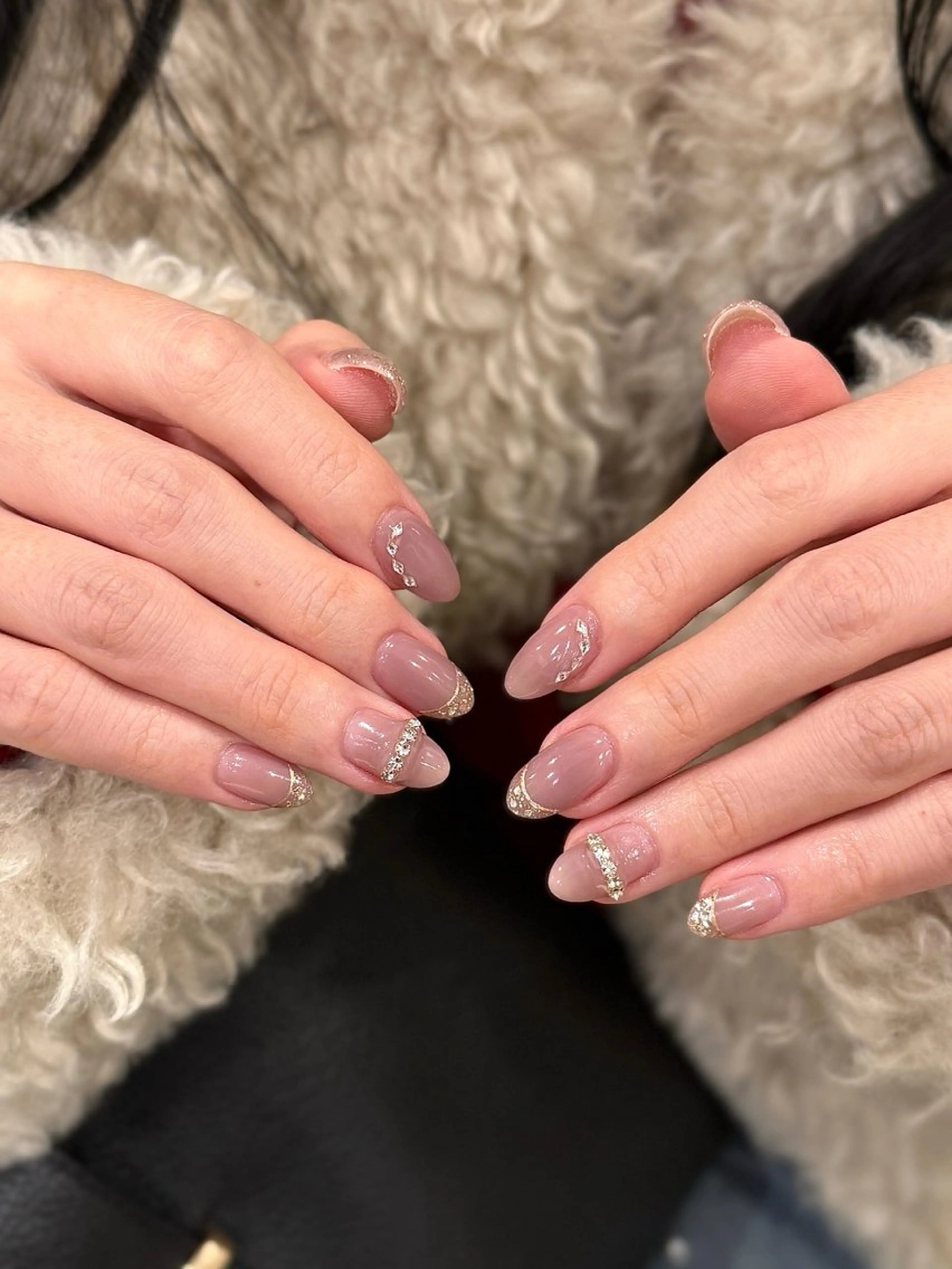 ネイル オーロラネイル チークネイル フレンチネイル ガラスフレンチ グラデーション H&Bsalon カイのネイルデザイン