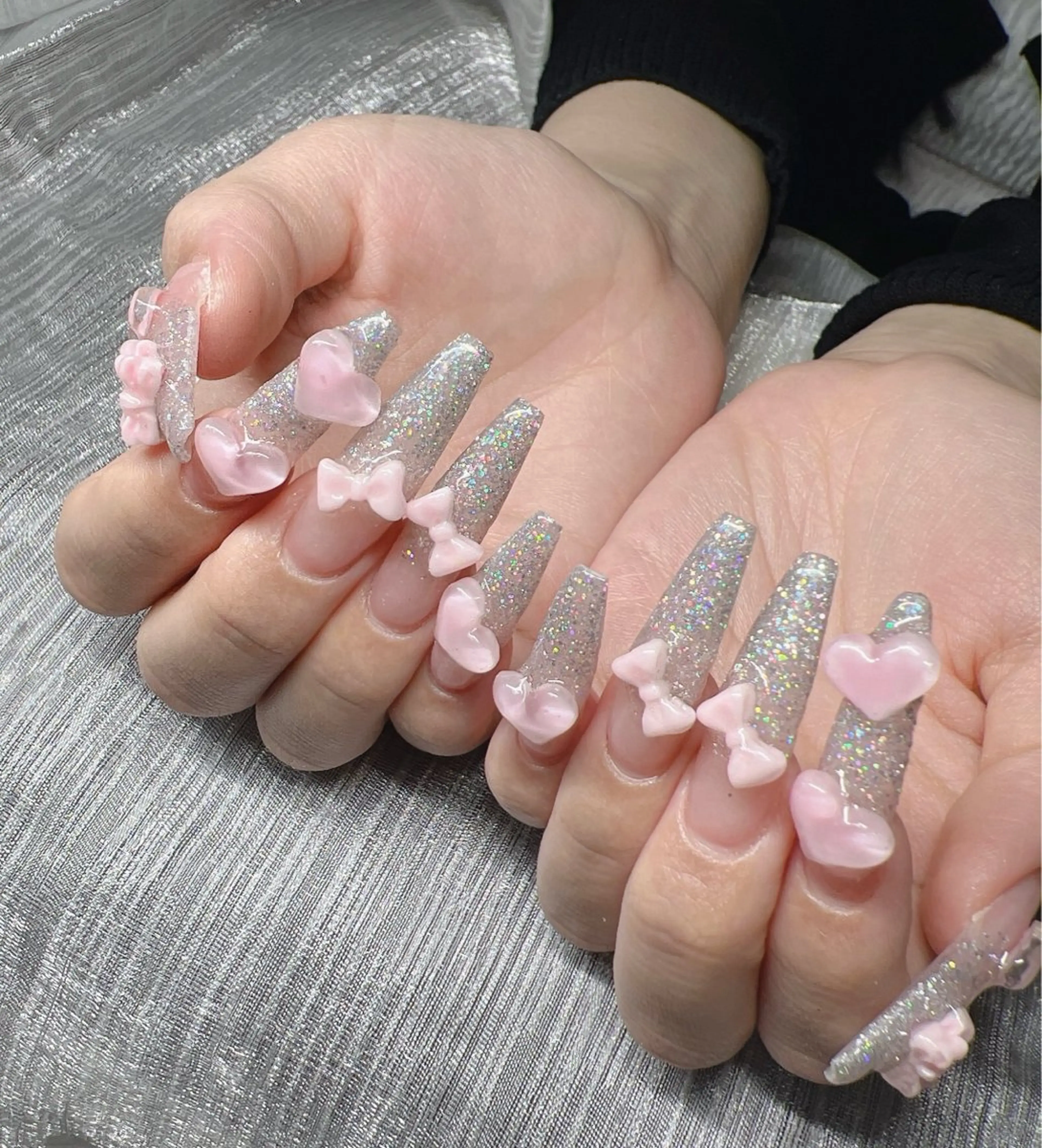 ネイル 長さ出し グラデーション キラキラネイル マグネットネイル ニュアンスネイル Lee Nails チップ長さだし専門店のネイルデザイン