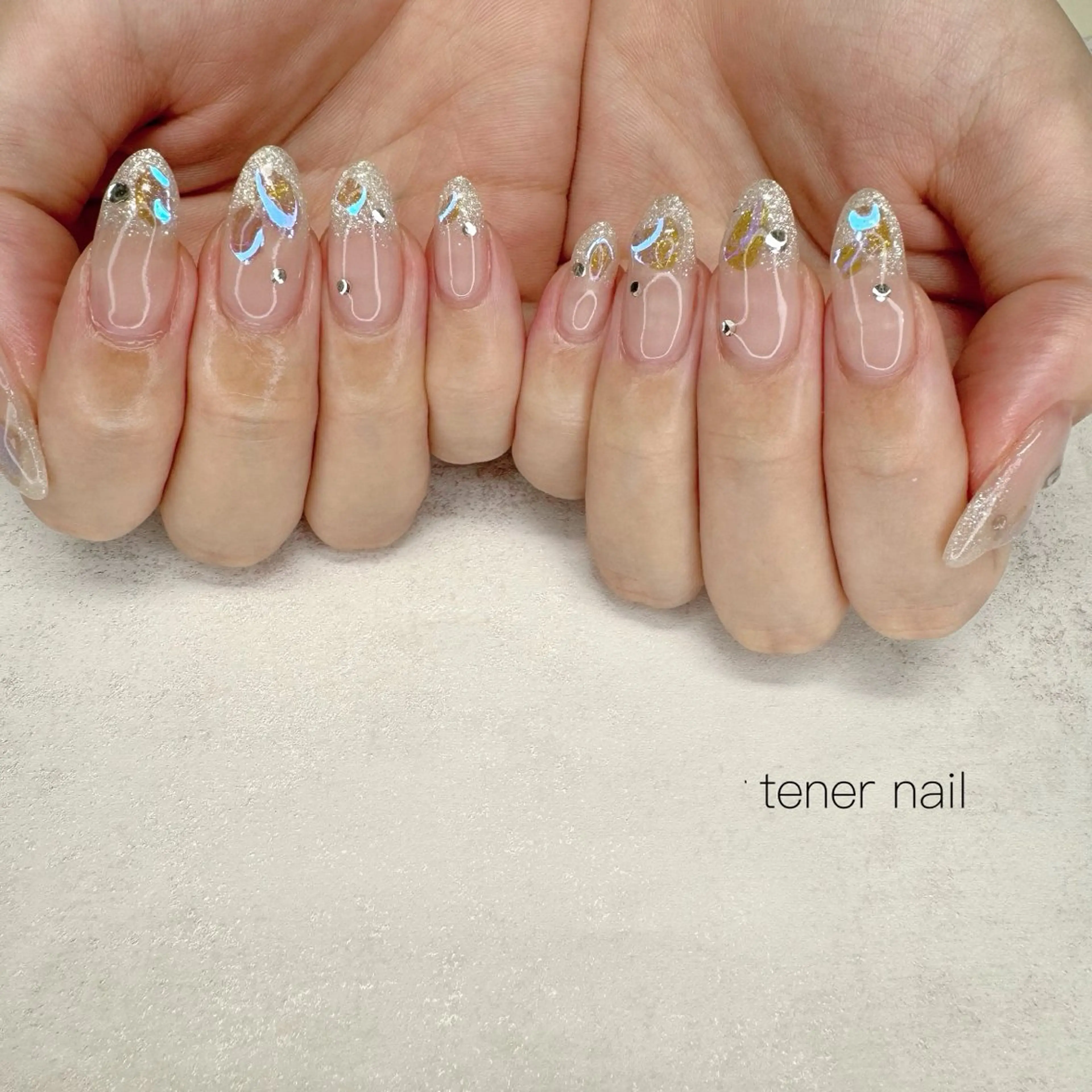 ネイル 氷ネイル・うるうるネイル ハンドネイル tener  nail  テネルネイル所属・テネルネイル tener nailのネイルデザイン