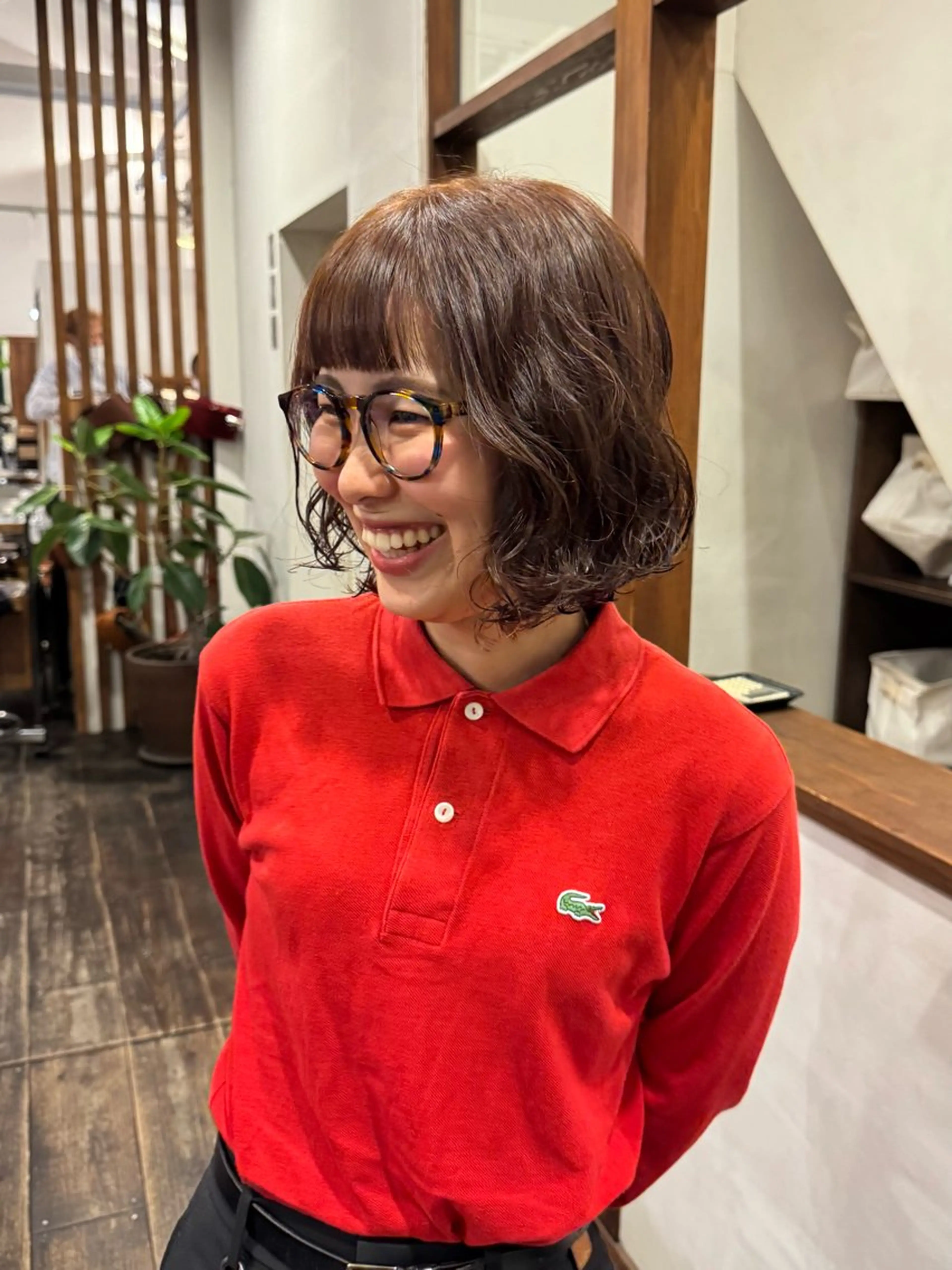 ミディアム カラー パーマ カット ヘアカラー MOK大阪梅田店 Asahiのヘアスタイル