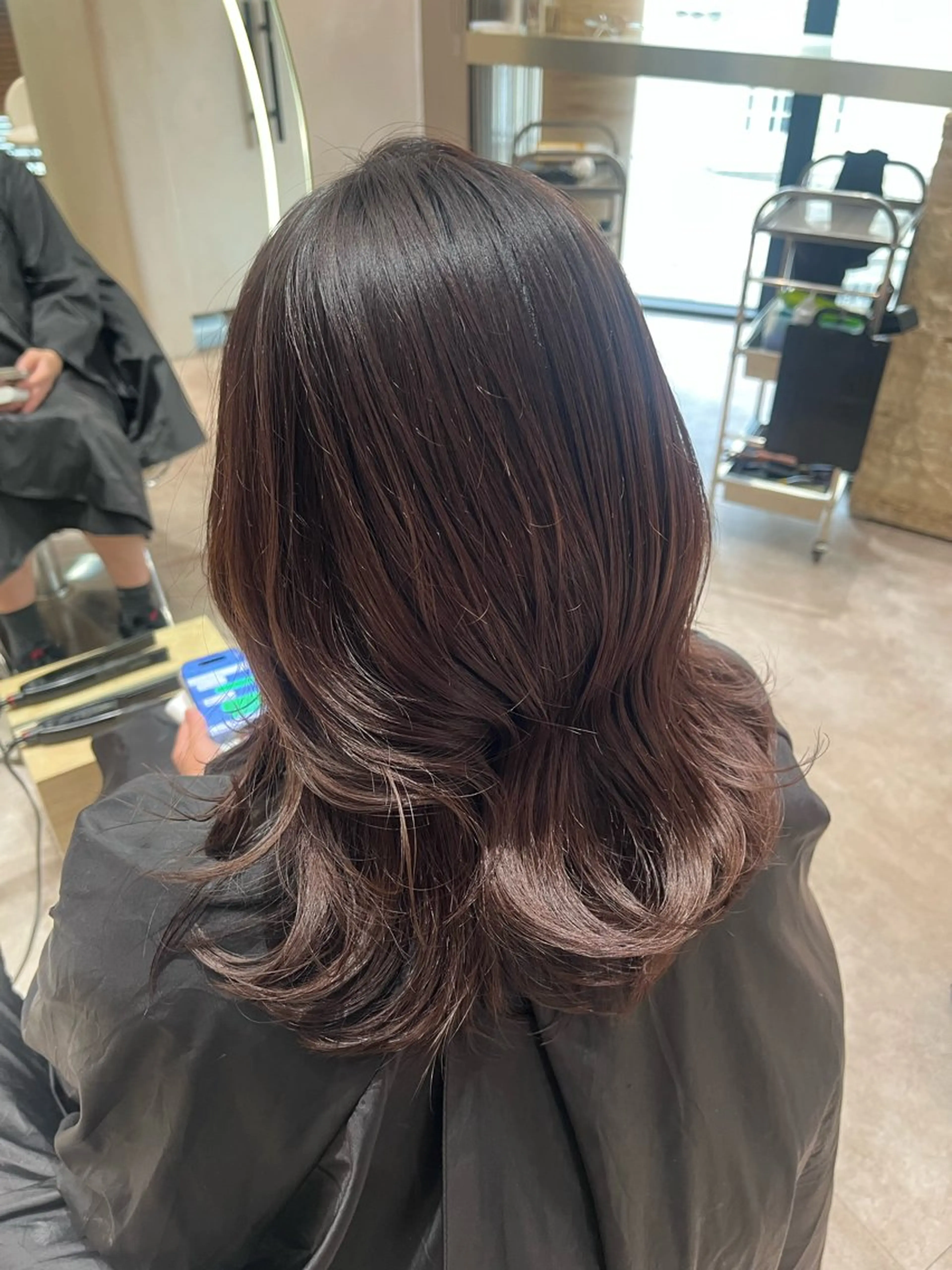 ミディアム カラー カット ヘアカラー 顔周りカット/ 透明感カラー/ユナのヘアスタイル