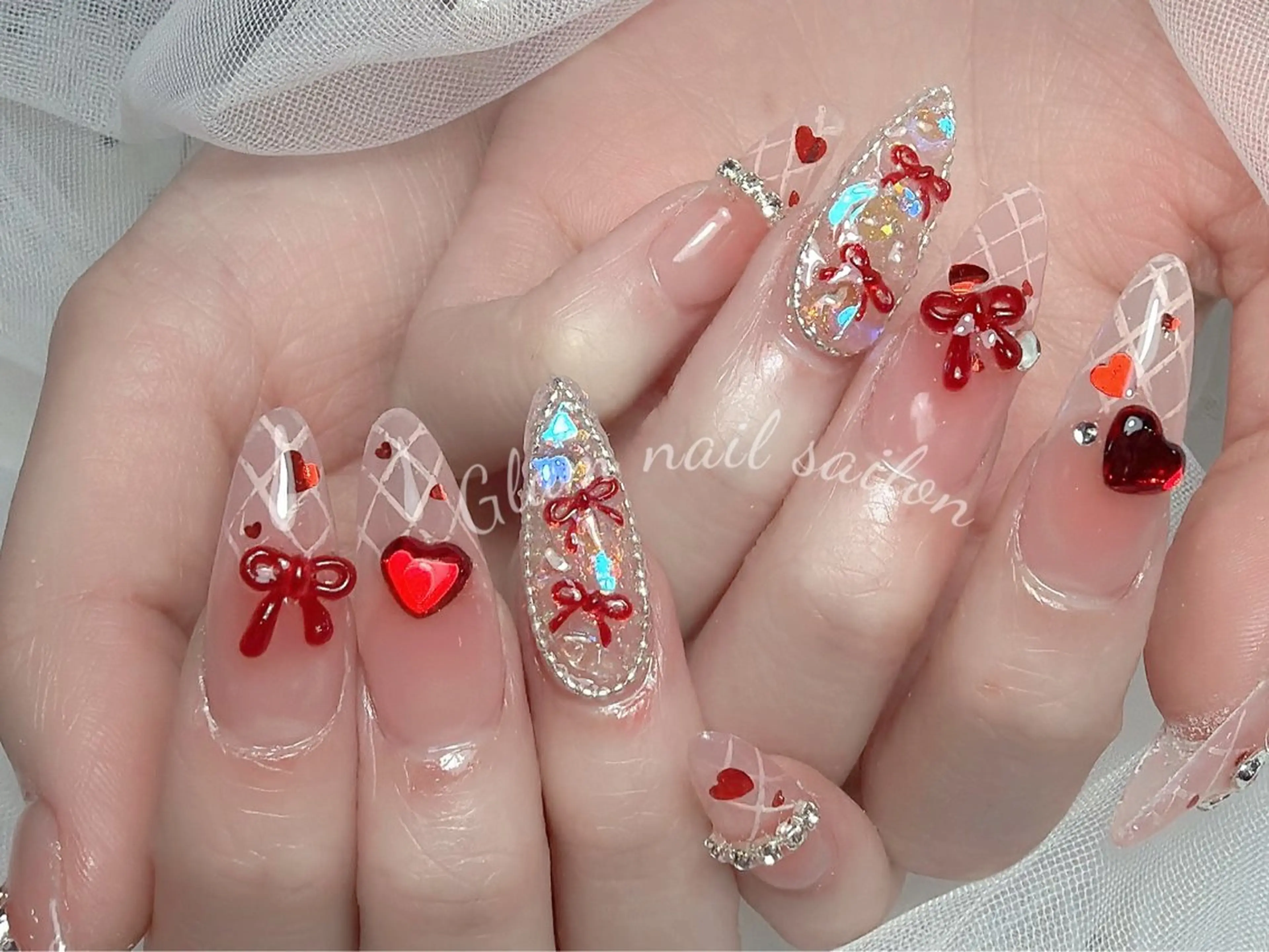 ネイル エツメ💅 長さだし🎀デザインのネイルデザイン