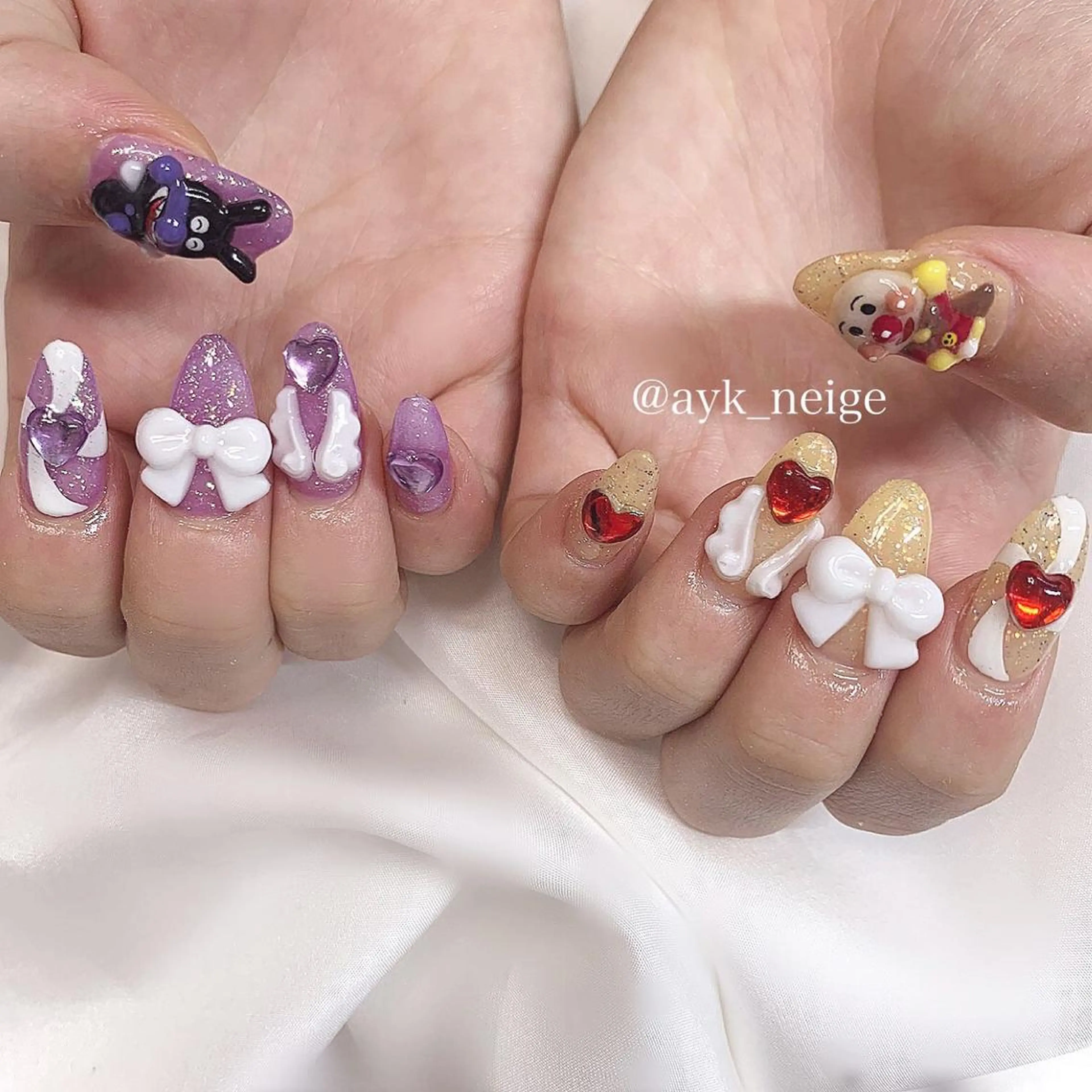 ネイル オーロラネイル ハート 韓国ネイル 冬ネイル n'eige nail所属・大谷 綾香のネイルデザイン