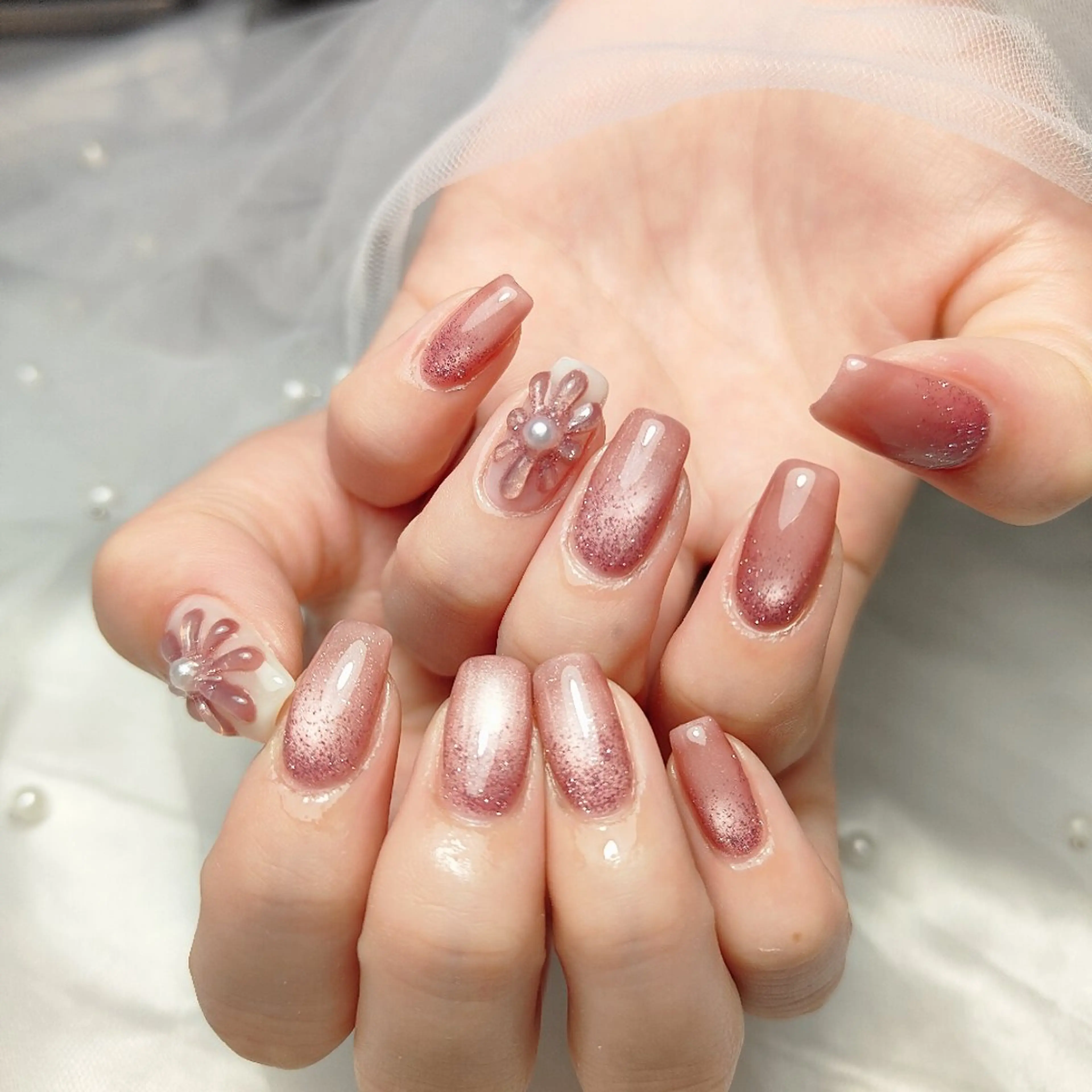 ネイル フラッシュネイル マグネットネイル ハンドネイル CLEAR NAILのネイルデザイン