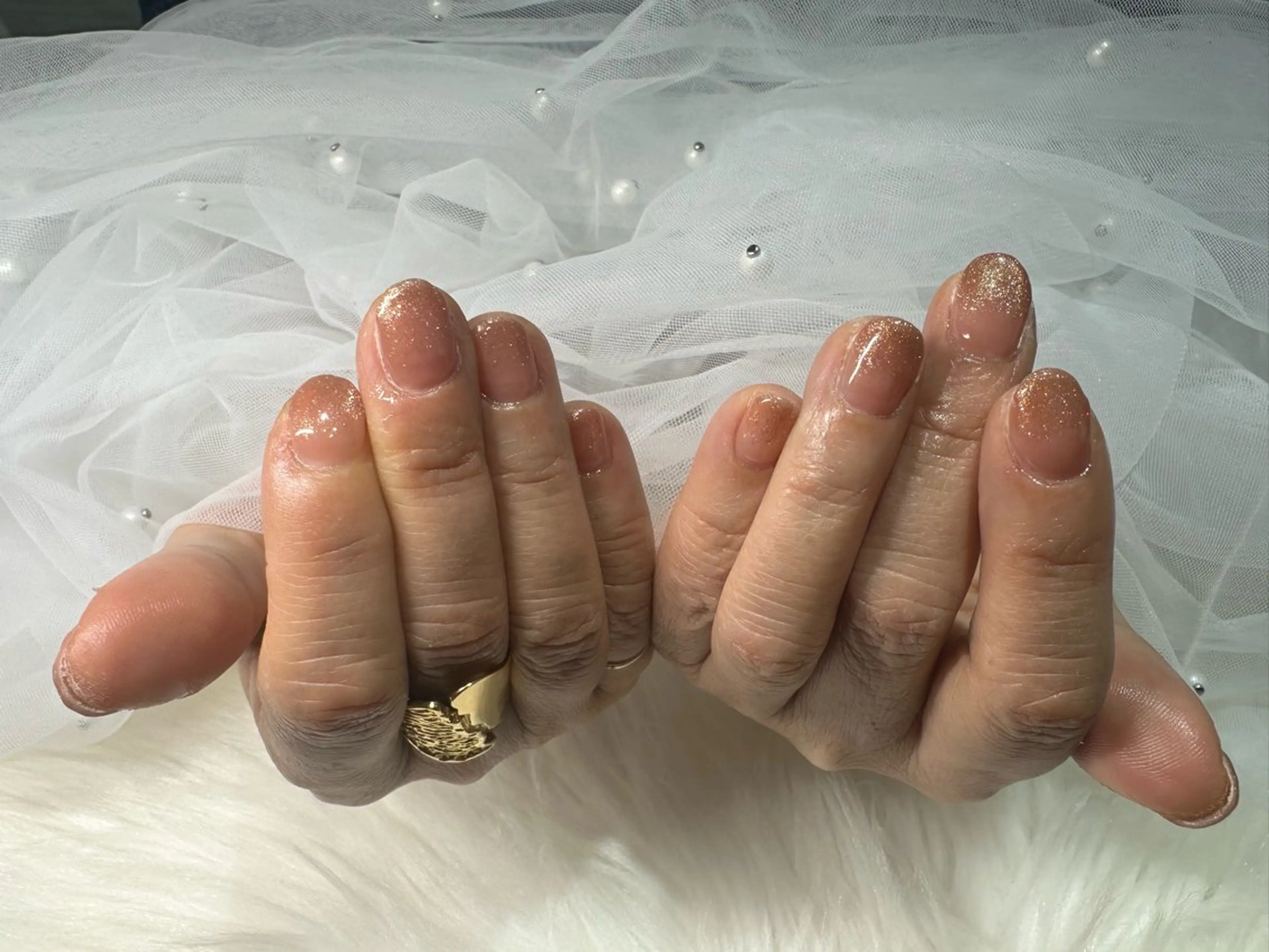 ネイル グラデーション ラメ(グリッター) オレンジ Viel💅 〜yuki〜のネイルデザイン