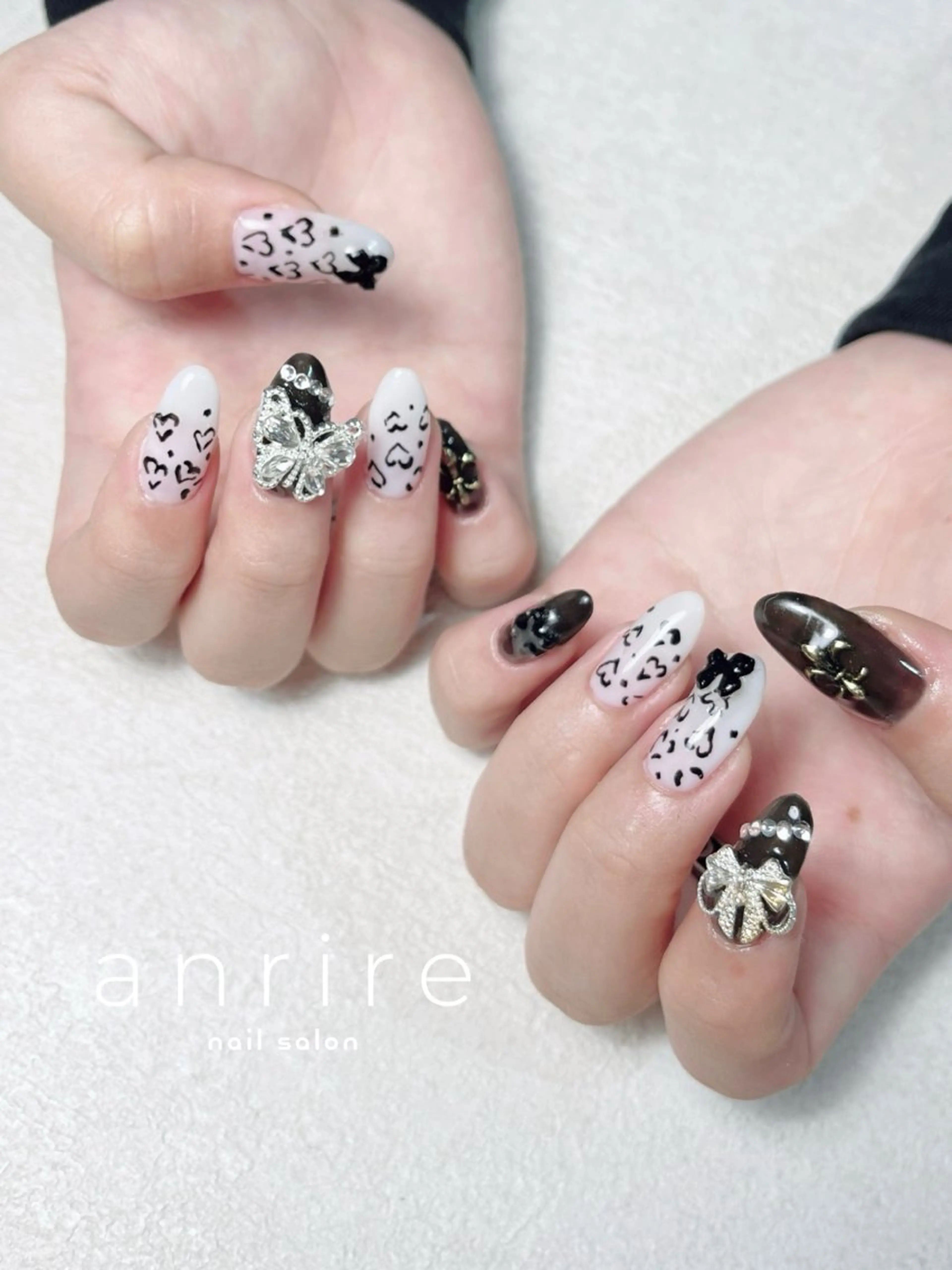 ネイル アートネイル ジェルネイル ハート パラジェル リボン ハンドネイル nail salon anrire〜アンリール〜所属・nailsalon anrireのネイルデザイン