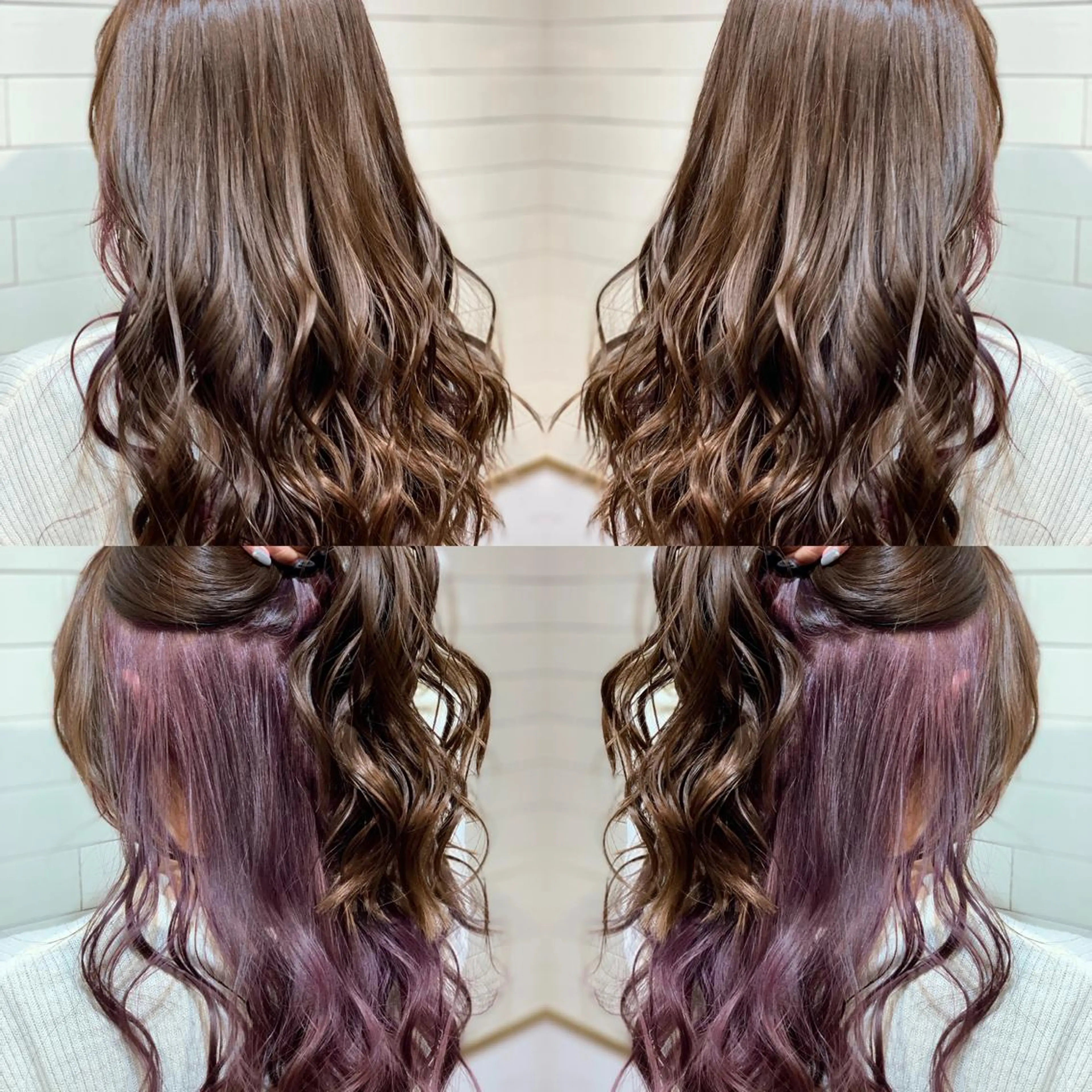 セミロング カラー ヘアアレンジ 髪質改善×ハイトーン 中田啄也のヘアスタイル