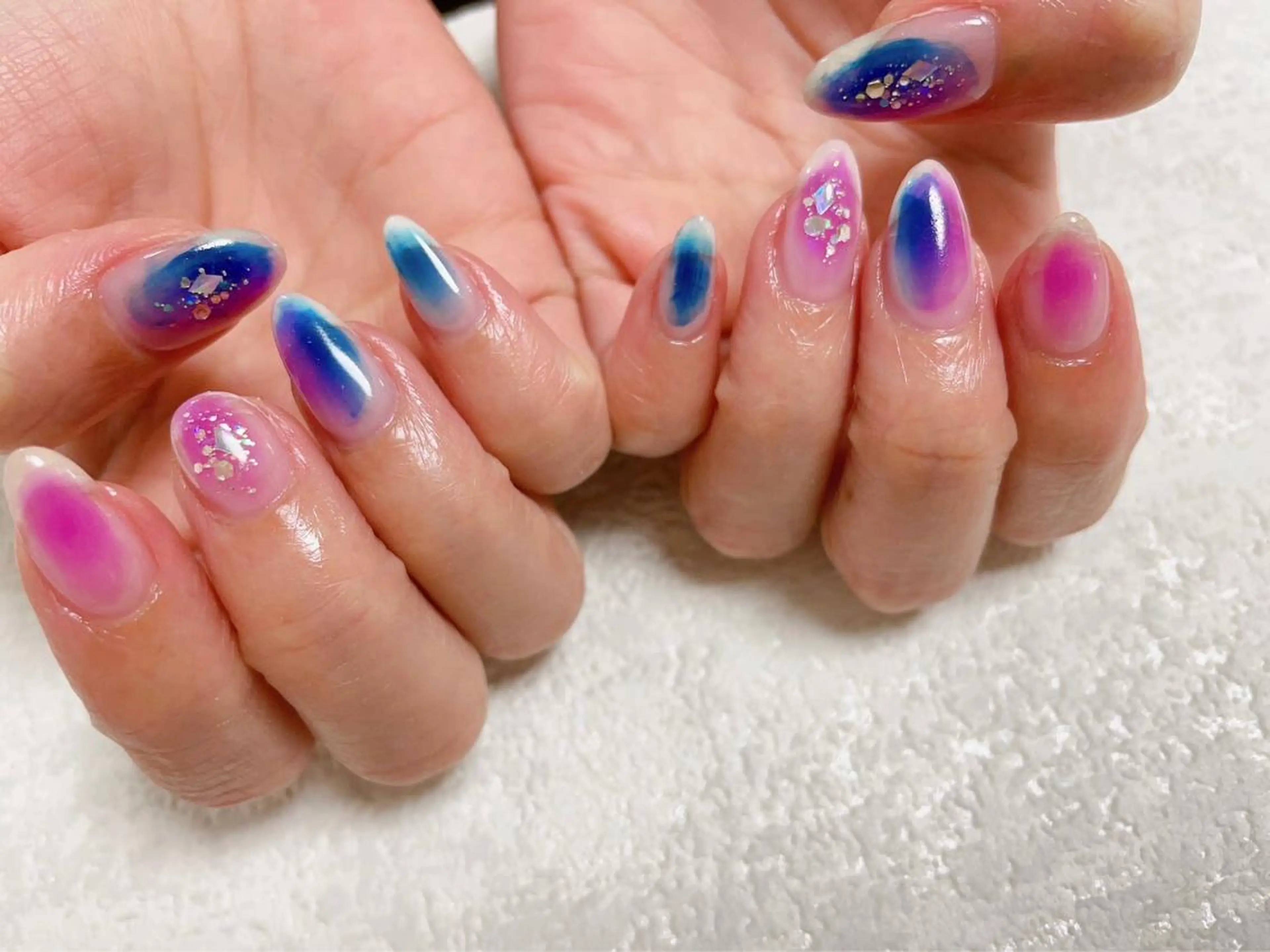 ネイル オーロラネイル フラワーネイル フットネイル フレンチネイル ジェルネイル ハンドネイル Mogu nail 二子玉川のネイルデザイン