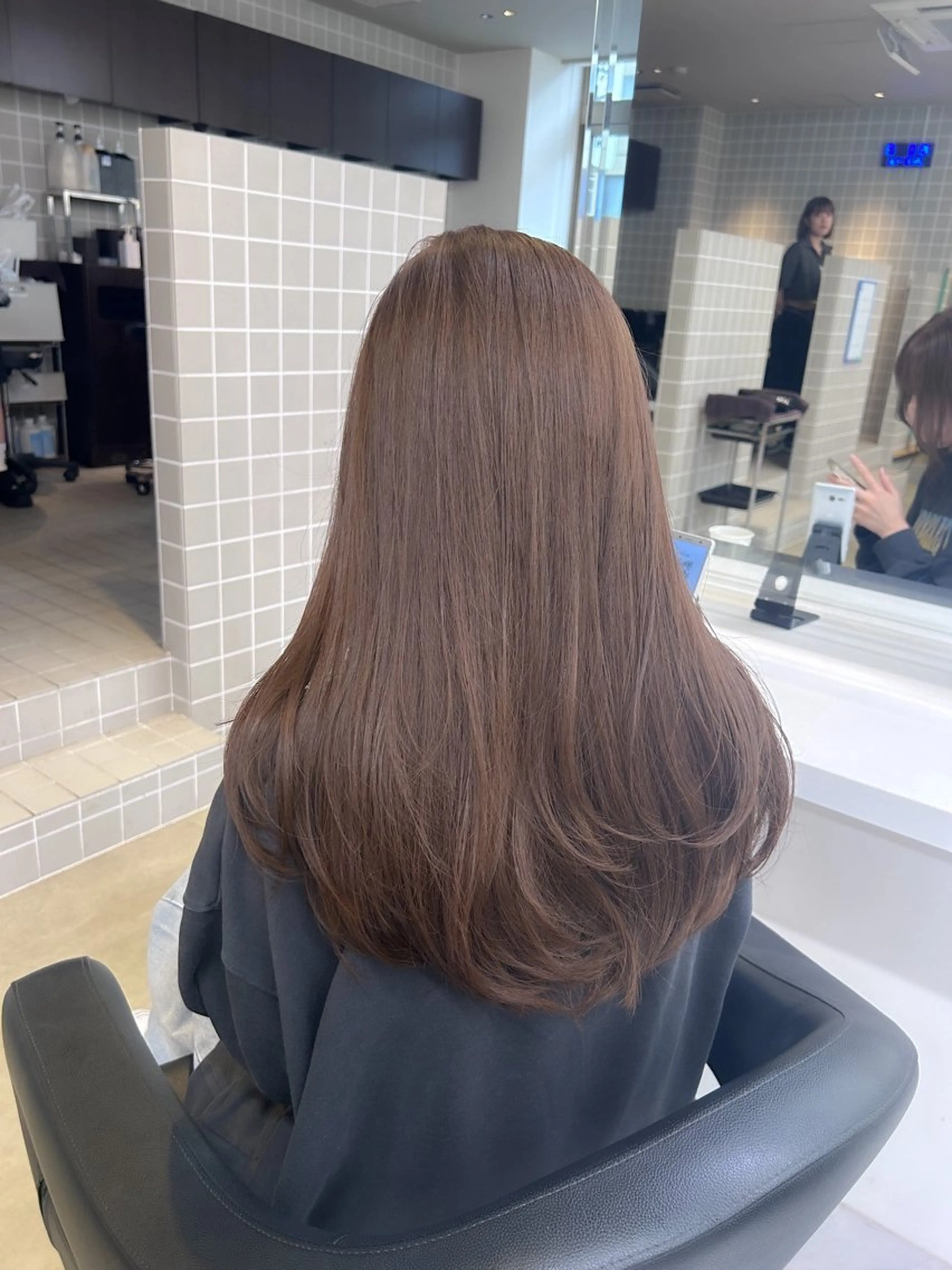 ロング カラー パーマ ヘアアレンジ メンズ キッズ ブリーチなしカラー/ ブラウン/レイヤーのヘアスタイル