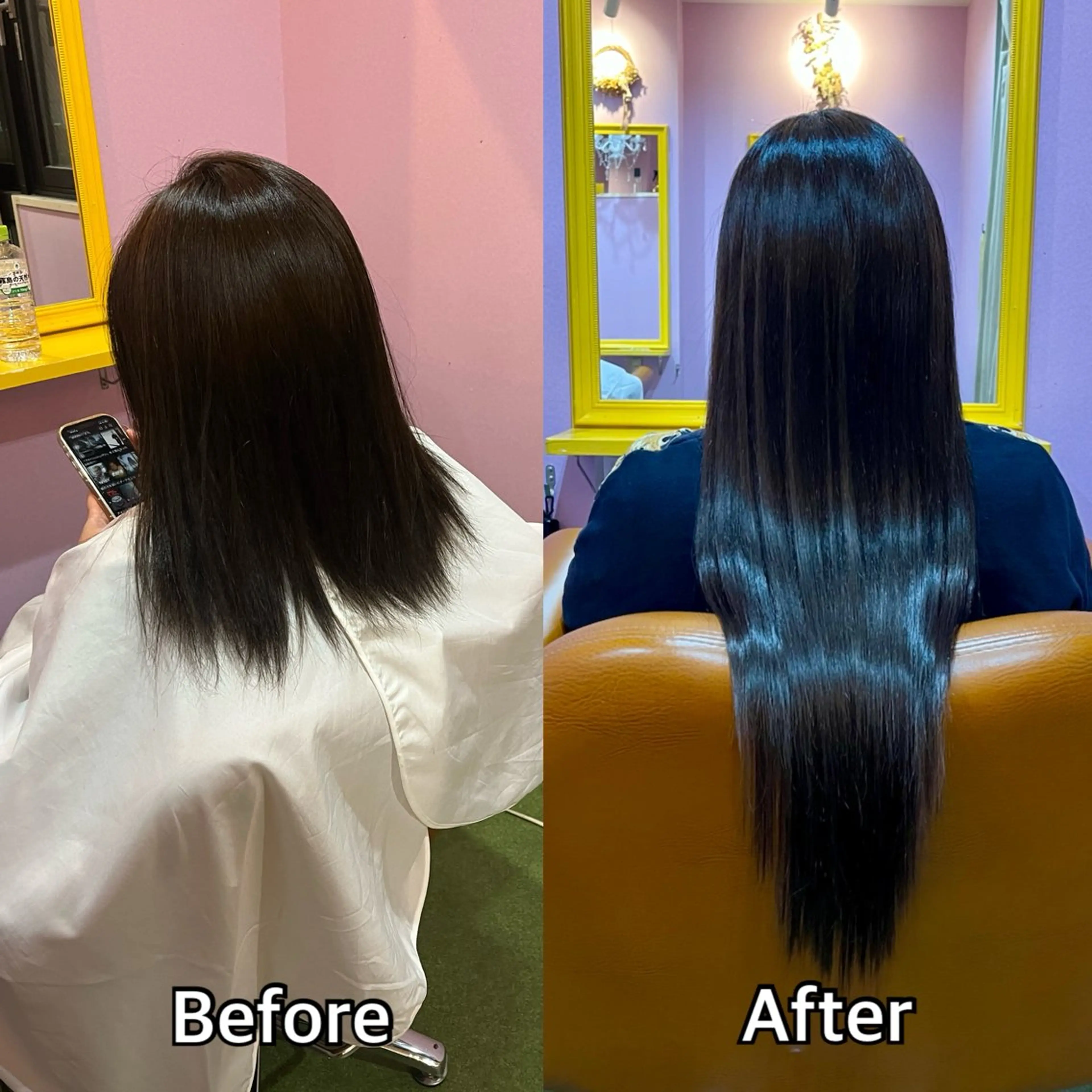 ロング シール＋ちび編み込み エクステ梅田🐨のヘアスタイル